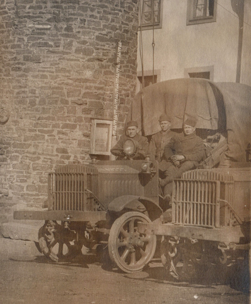 WWI Army Soldiers Truck With Spotlight Real Photo Postcard RPPC 