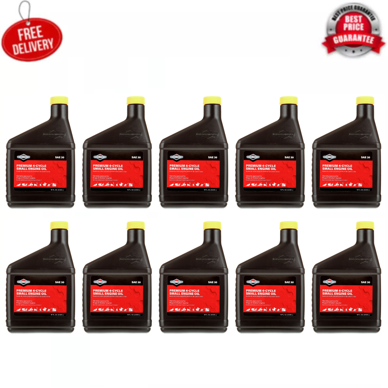 Briggs & Stratton 100005 SAE 30W 4-Cycle Engine Oil, 18 oz. Bottle ( Pack of 10)