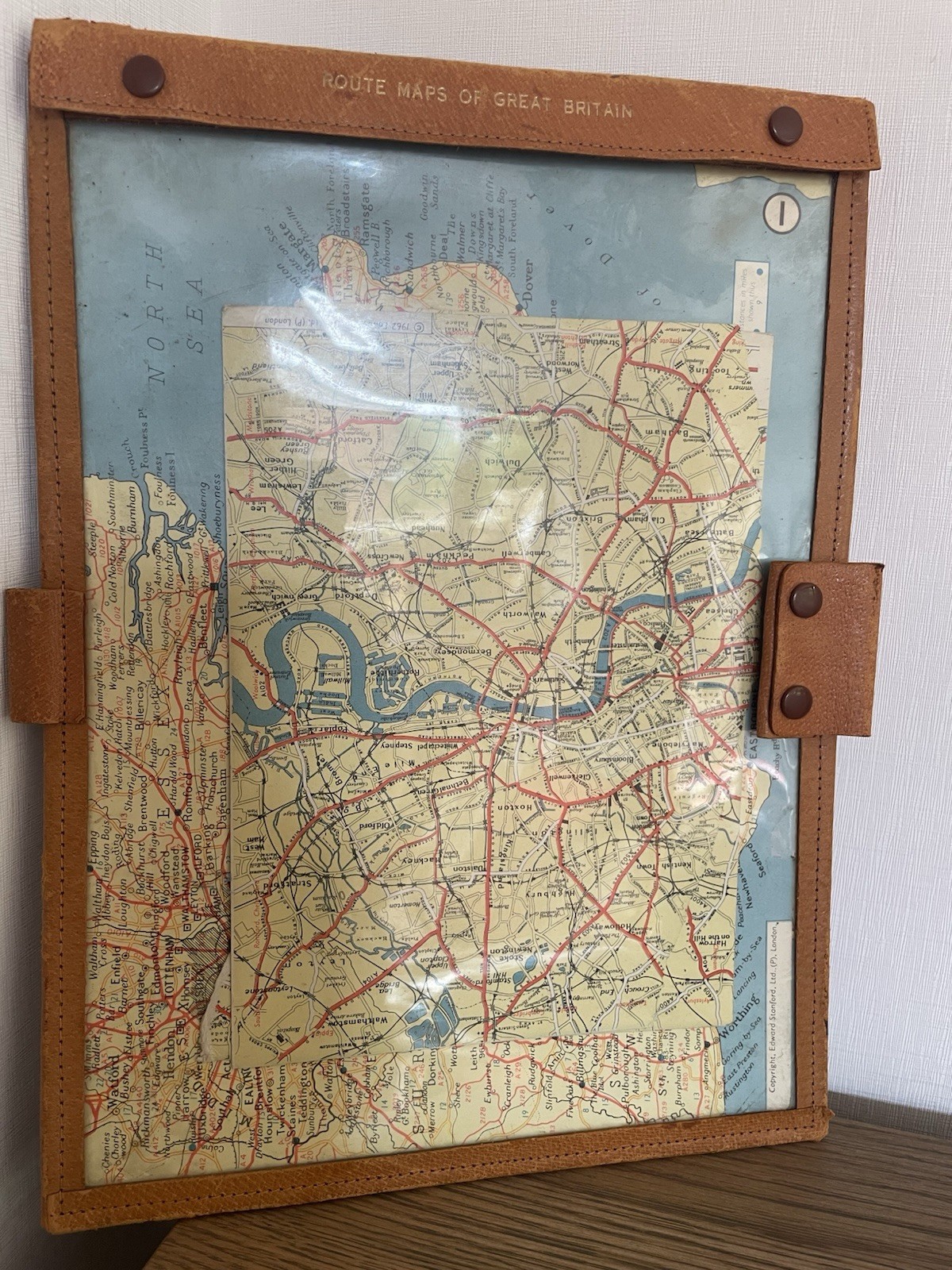 Vintage 1962 Route Maps of Great Britain Complete Leather Wallet Edward Stanford