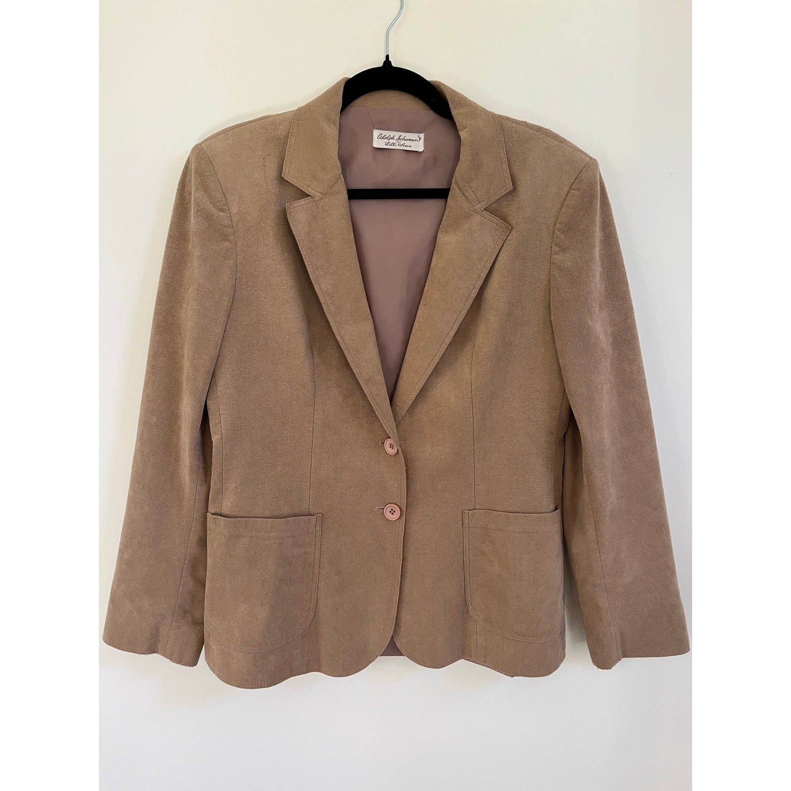 VTG Adolph Schuman for Lilli Ann Ultrasuede Blazer Jacket Camel Tan Sz 6