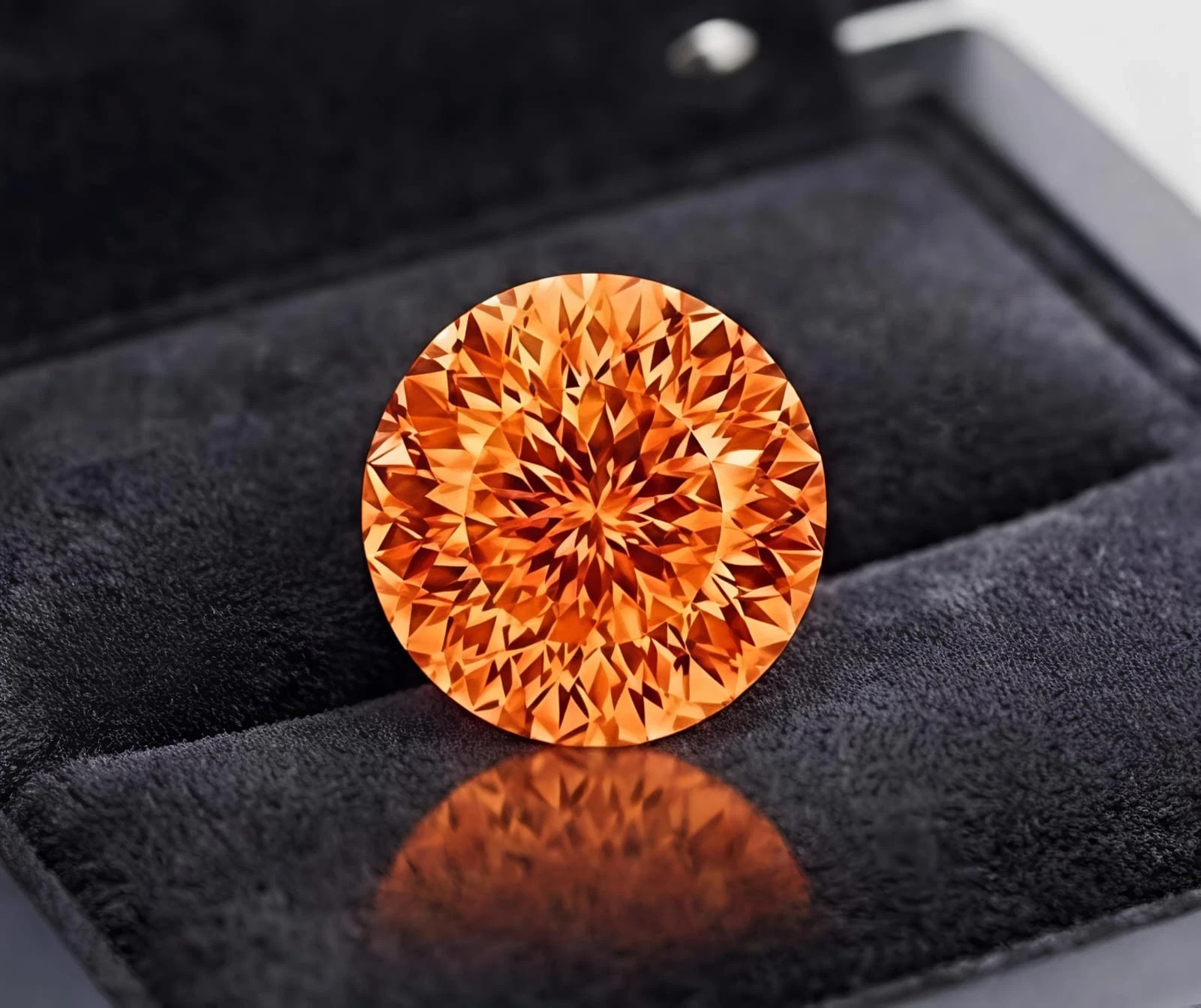 2CT Fancy Orange Color Round Portuguese Cut VVS1 Diamond 8.50 MM Gemstone