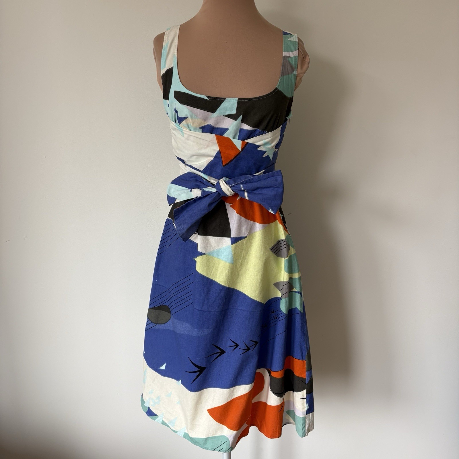 Marimekko Anthropologie Gulls of Gamma Multicolor Abstract Sash Tie Dress EUC 4