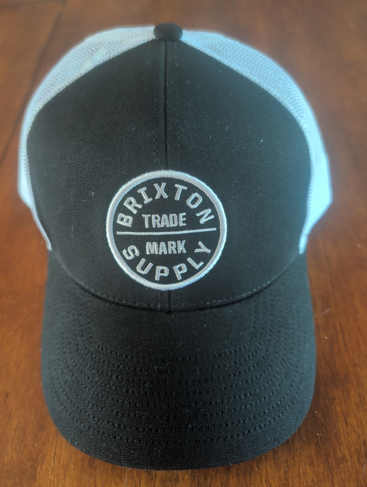 Brixton Supply Trade Mark Black & White Mesh Adjustable Truckers Hat Ball Cap