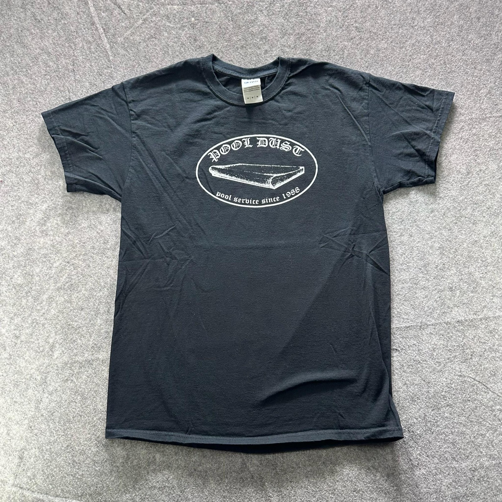 Vintage Pool Dust Shirt Mens M Black Pool Service Since 1988 Skater 90s Board