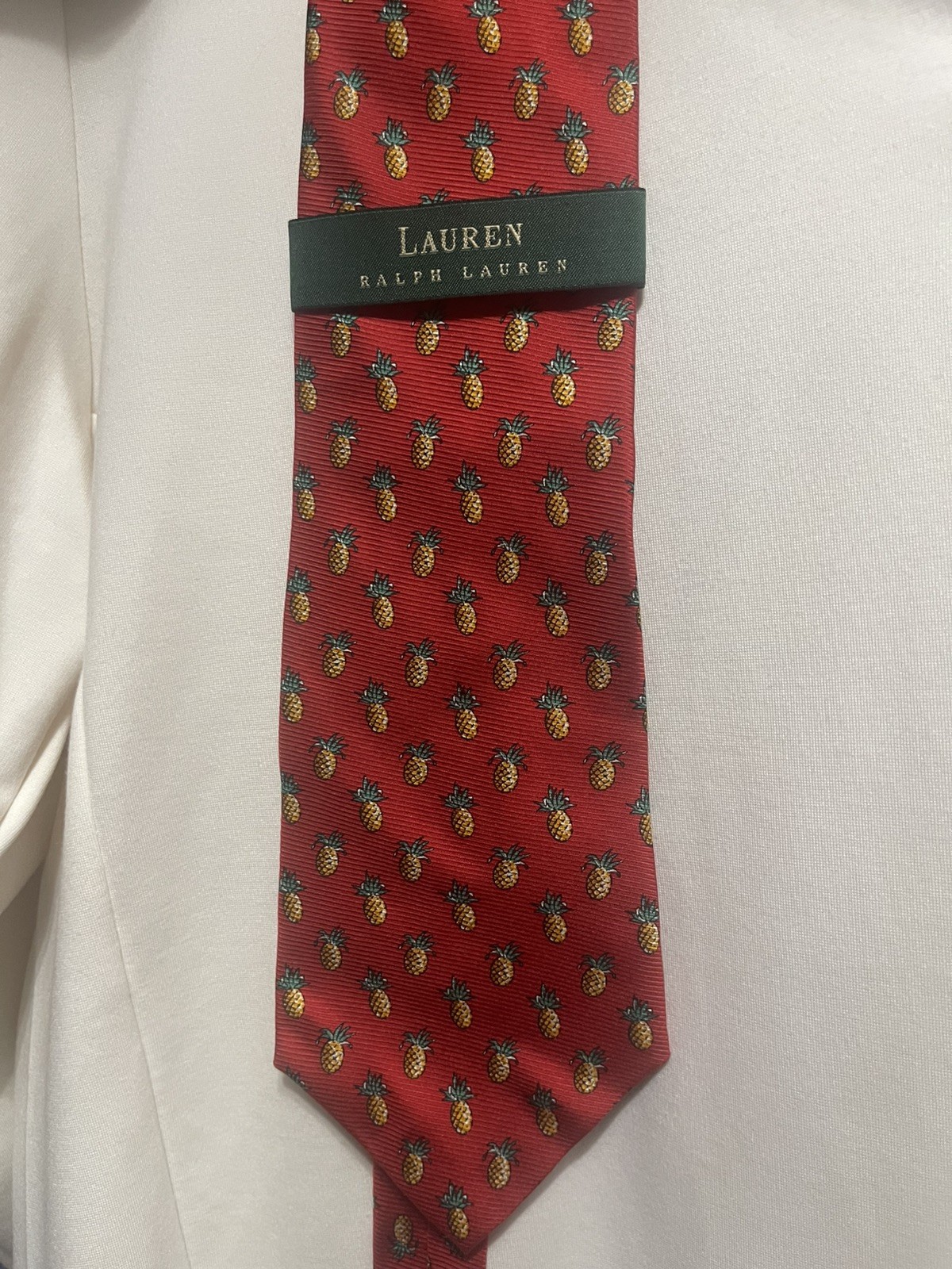 VTG Polo Ralph Lauren silk Tie Made in USA Pineapple pattern NWT