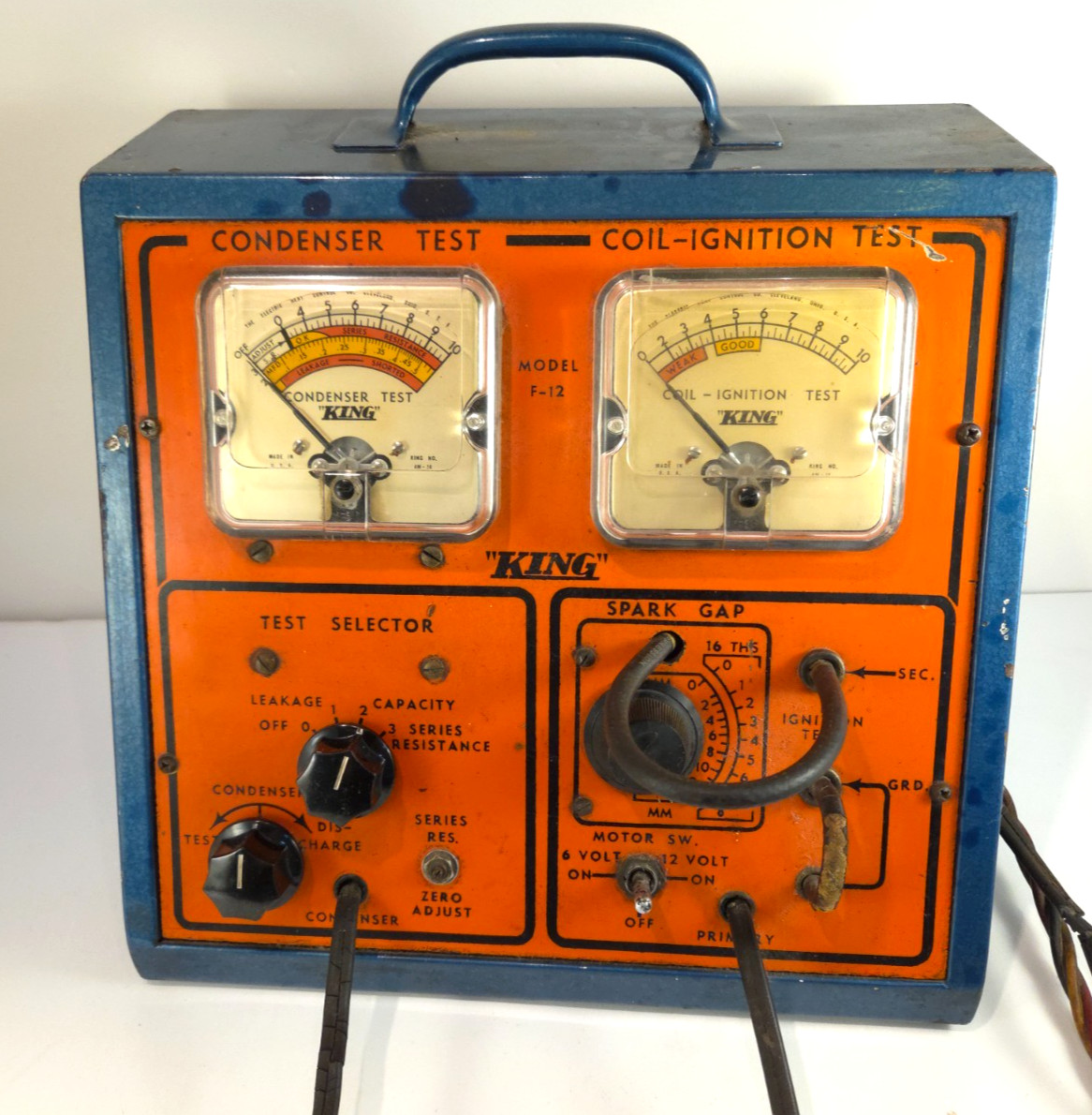 Original Vintage KING GENERATOR COIL IGNITION TESTER Old Garage Display
