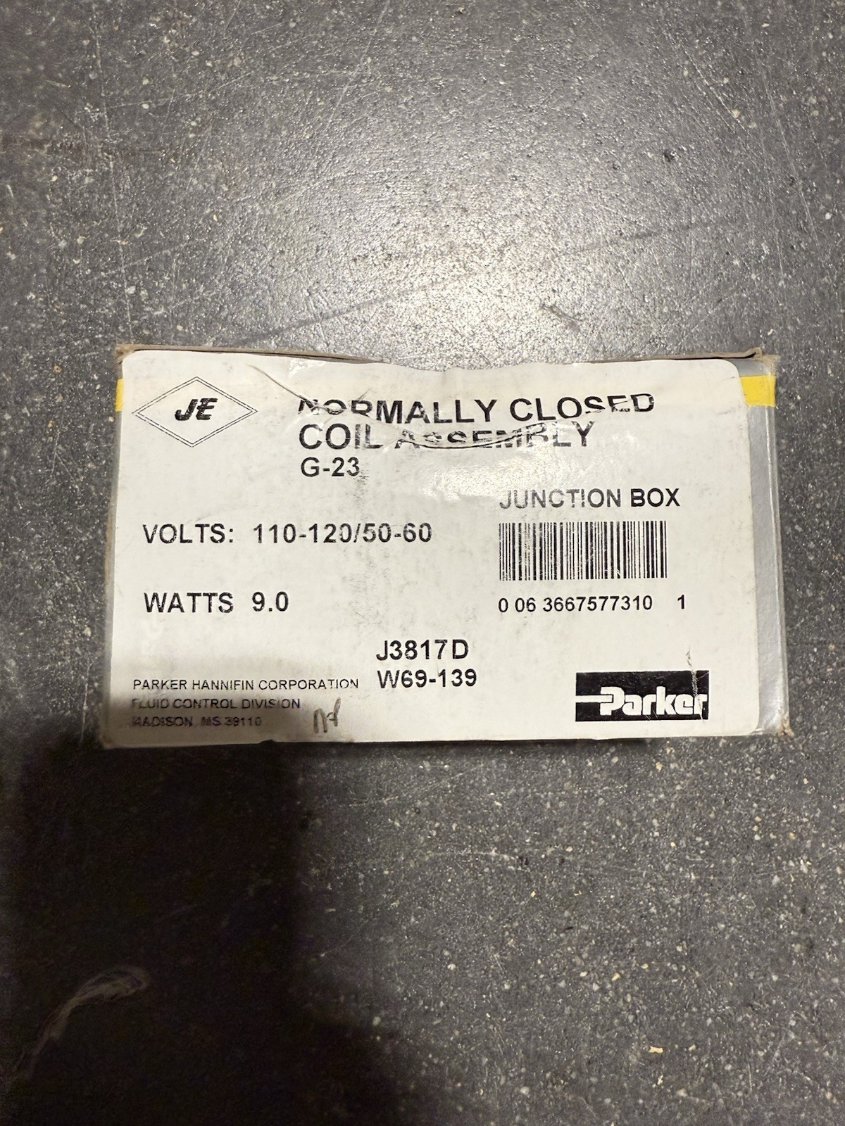BRAND NEW PARKER W69-139 G23 Series NORMAL CLOSED Solenoid Valve 110/120V
