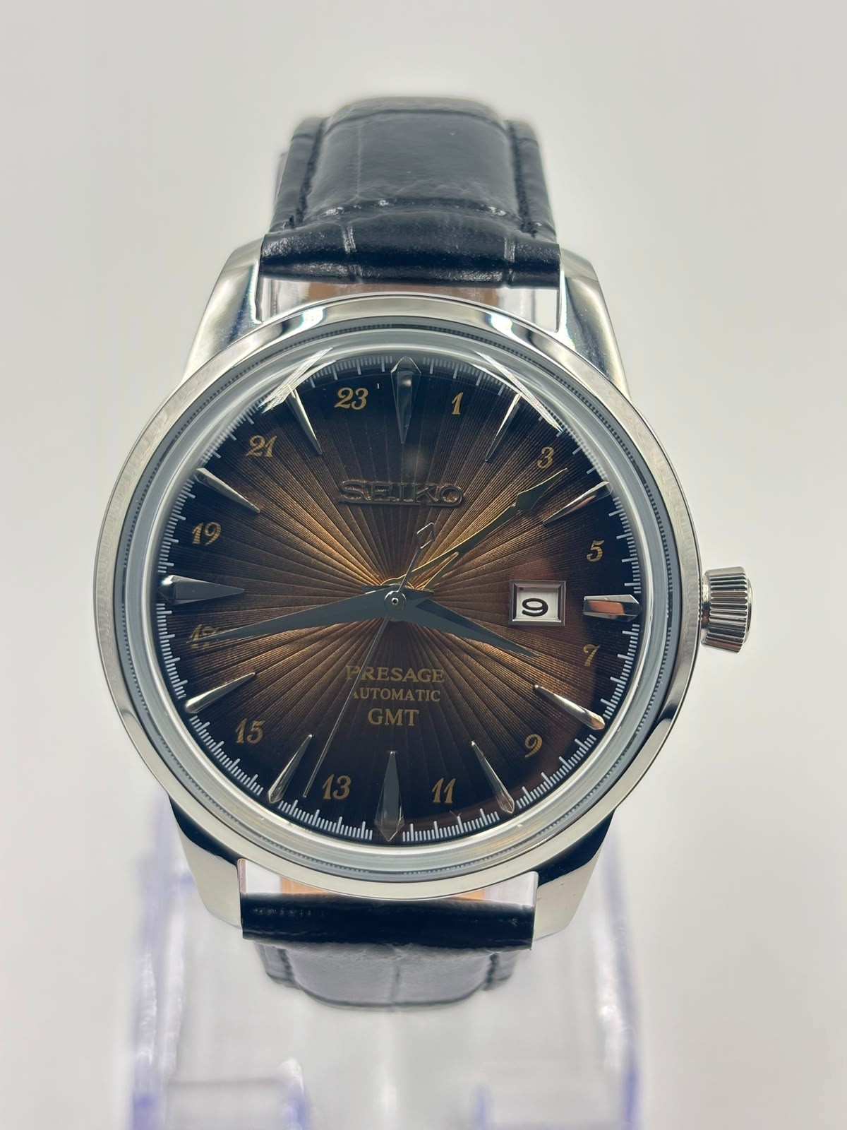 Vintage Seiko Presage GMT Cocktail Time Automatic Brown Dial Steel Men\'s Watch