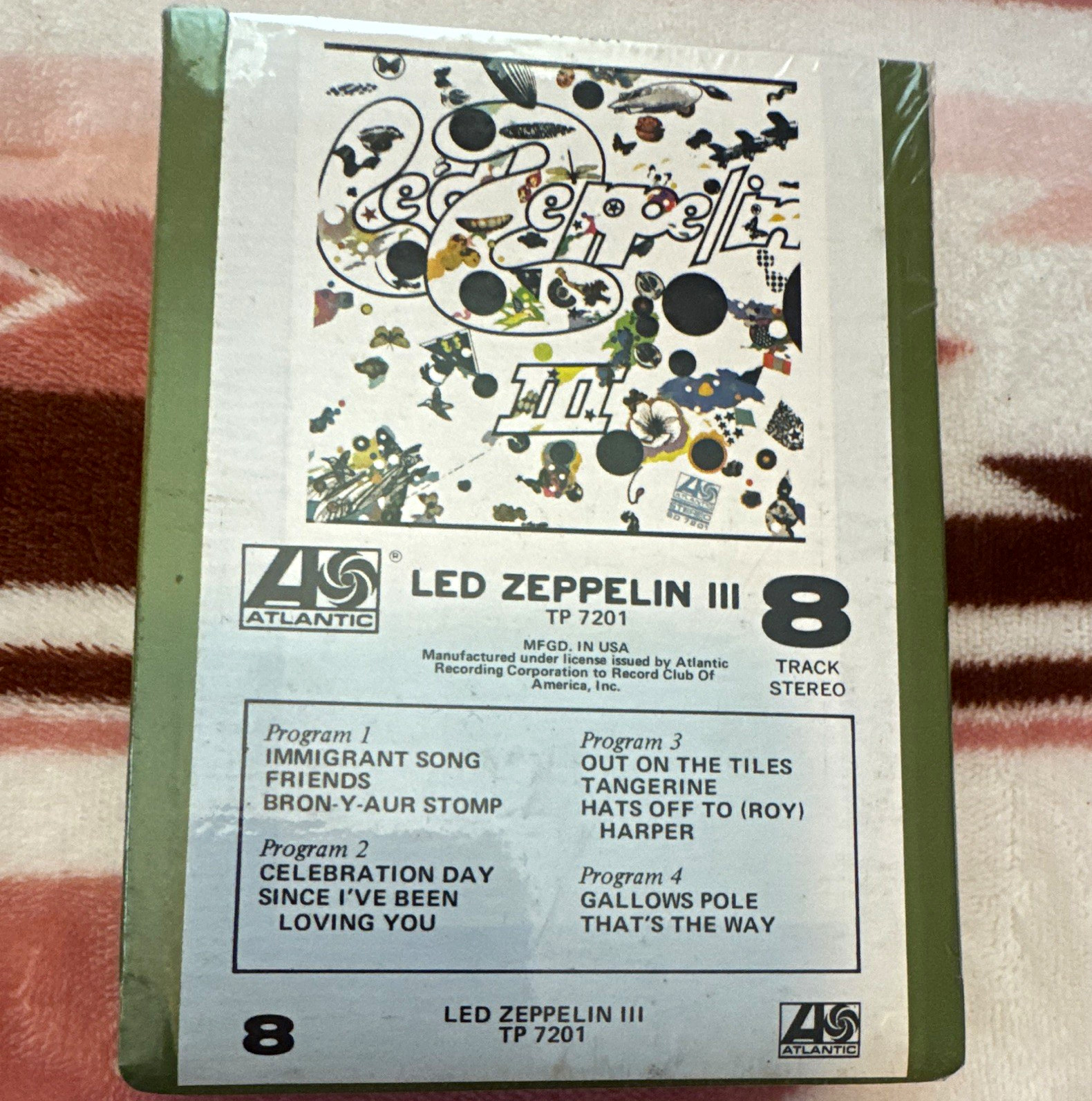 Atlantic Led Zeppelin III 8-Track Cartridge TP 7201 Stereo Sealed