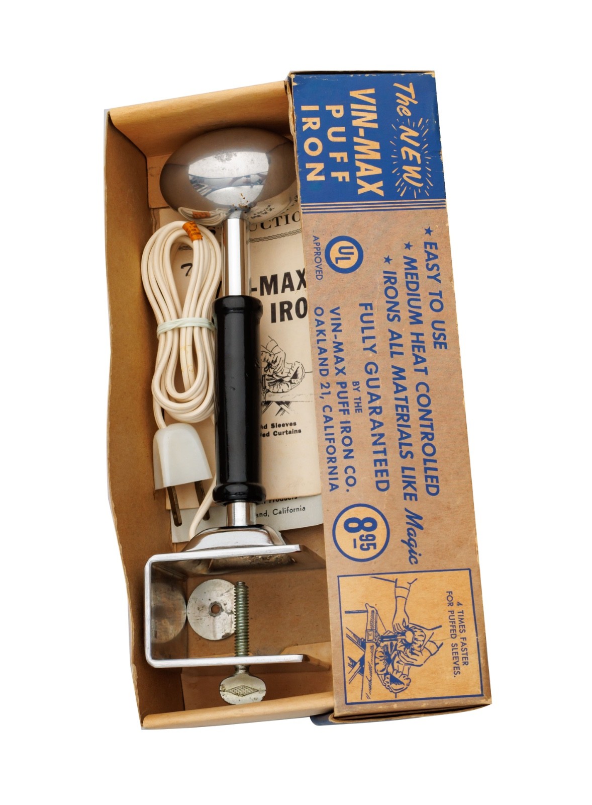 Vintage Vin-Max Puff Iron in Original Box Dressmaking Puffed Sleeves And Ruffles