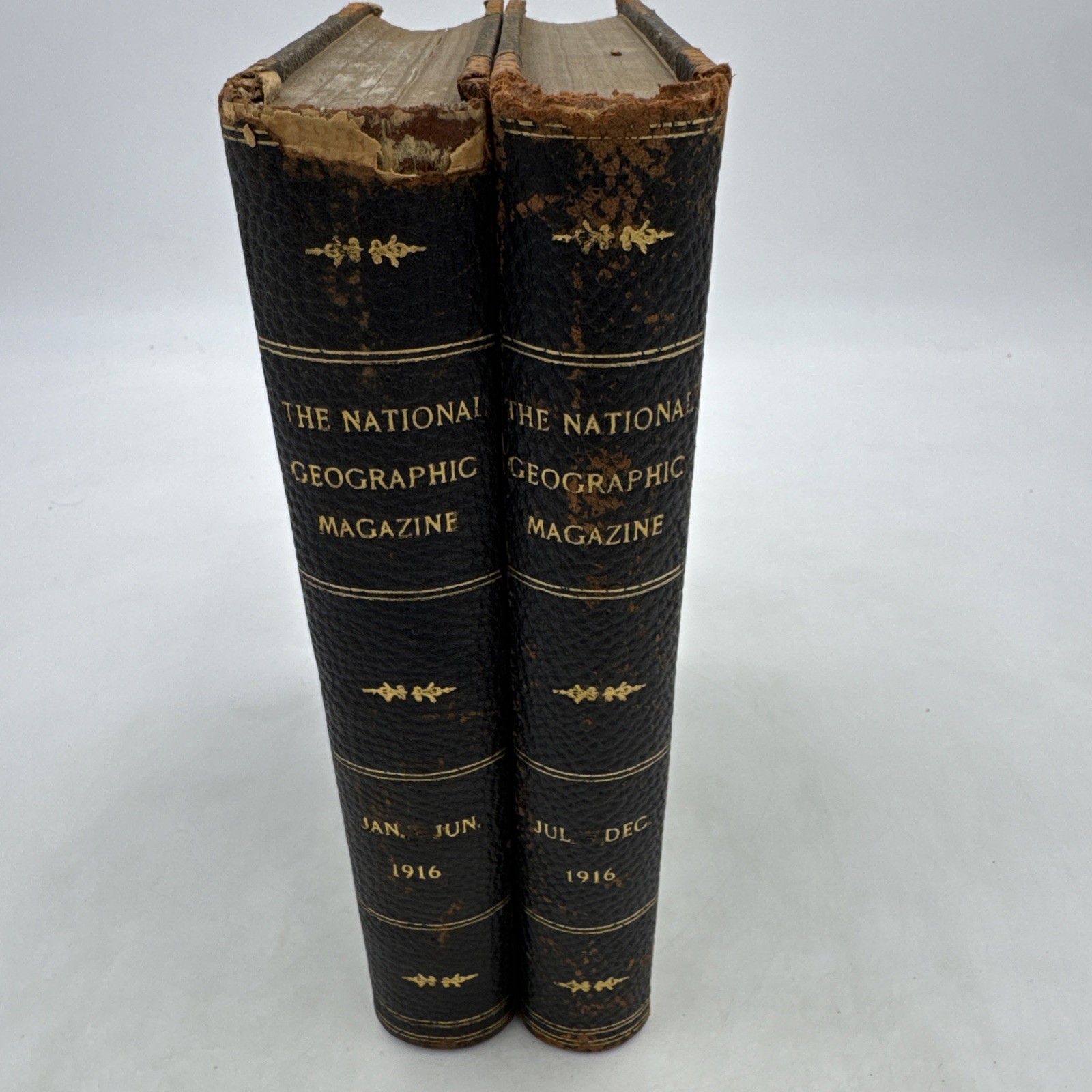 1916 National Geographic Bound Volumes Full Year 2 Vol w/ Mexico Map Intact