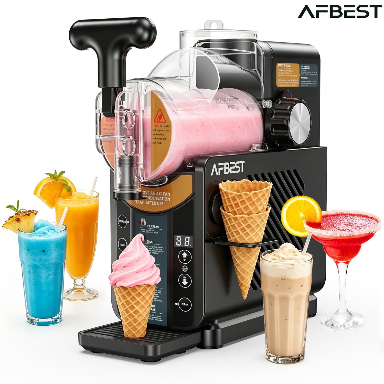 68 Oz Slushie Machine Soft Serve Ice Cream Milkshak Frozen Drink 5 Preset Modes