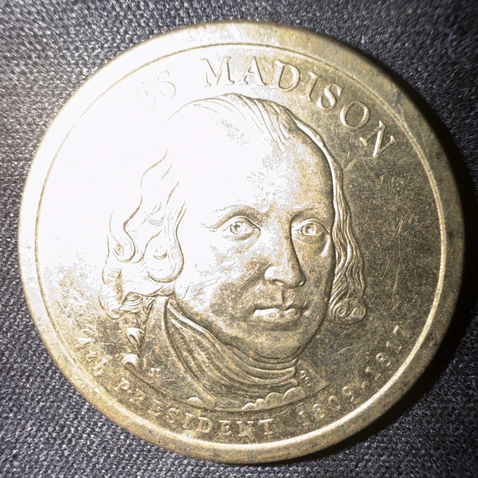 James Madison 4th President One Dollar Coin 1809-1817 D Mint James Madison 4th President One Dollar Coin 1809-1817 D Mint