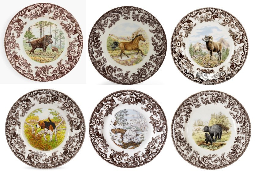 Spode woodland set of 6 x salad plates 6 unique animals inc wild boar - 3747 Spode woodland set of 6 x salad plates 6 unique animals inc wild boar - 3747