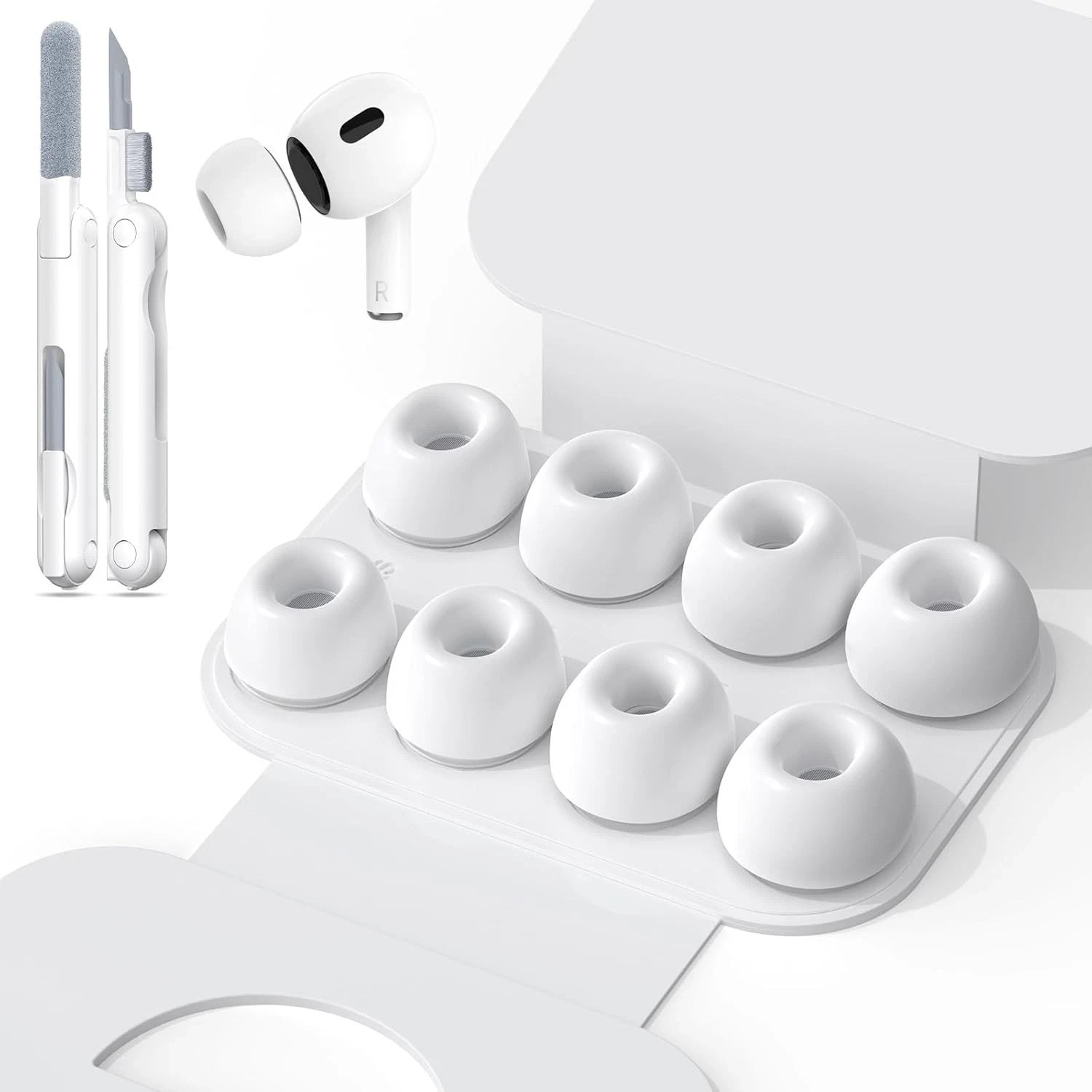 4 Pairs Replacement Ear Tips for Airpods Pro 2Nd/1St Generation with Portable St 4 Pairs Replacement Ear Tips for Airpods Pro 2Nd/1St Generation with Portable St