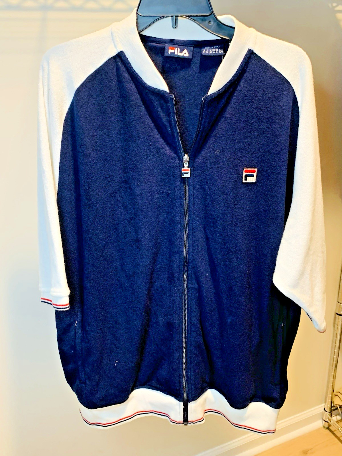 NWT FILA RARE Terry Short Sleeve Zip Front Tracke Jacket Shirt Vintage? XL