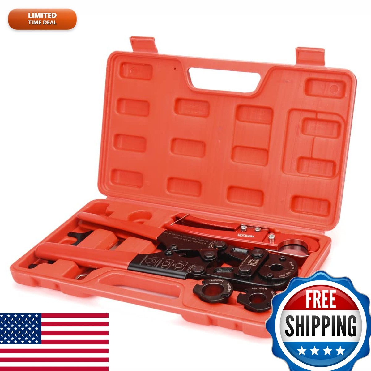 IWISS iCrimp PEX Crimping Tool Kit 3/8 Inch, 1/2 Inch, 3/4 Inch, 1 Inch Pex IWISS iCrimp PEX Crimping Tool Kit 3/8 Inch, 1/2 Inch, 3/4 Inch, 1 Inch Pex