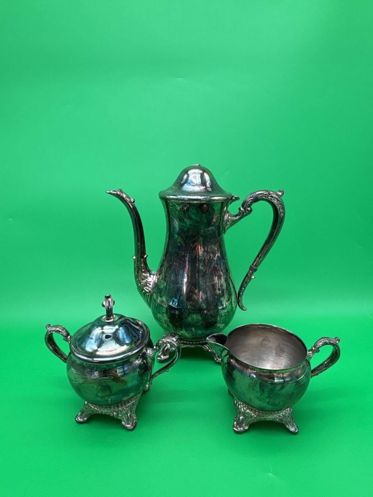 Vintage Barker Ellis England Silverplate 3-Piece Coffee / Tea Service