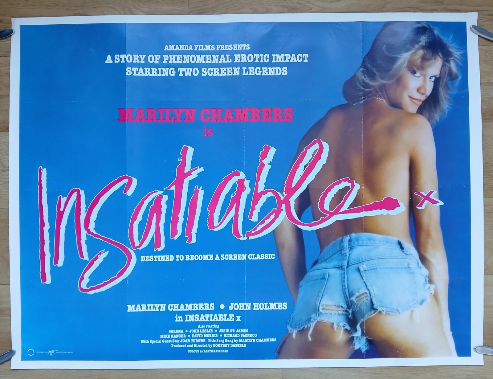 INSATIABLE (1980) orig quad poster - Marilyn Chambers, John Holmes sex classic