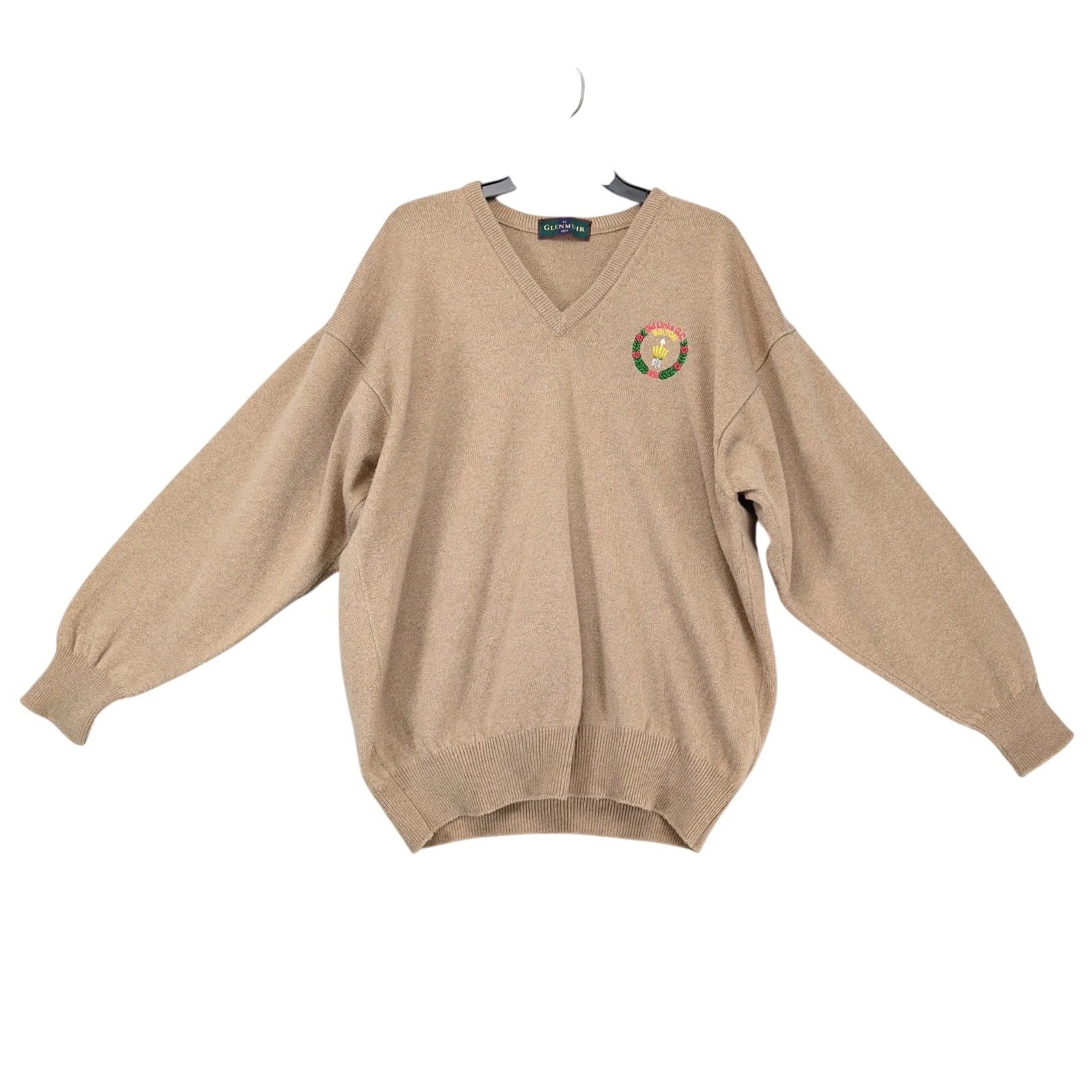 Vintage Glenmuir Lambswool V-Neck Sweater Mens XL Old Links Golf Club Scotland