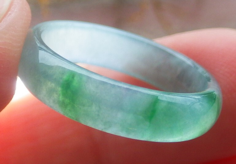 Video Certified Icy Green Natural A JADE Jadeite Circle RING USA. 7 戒指 117309 TS