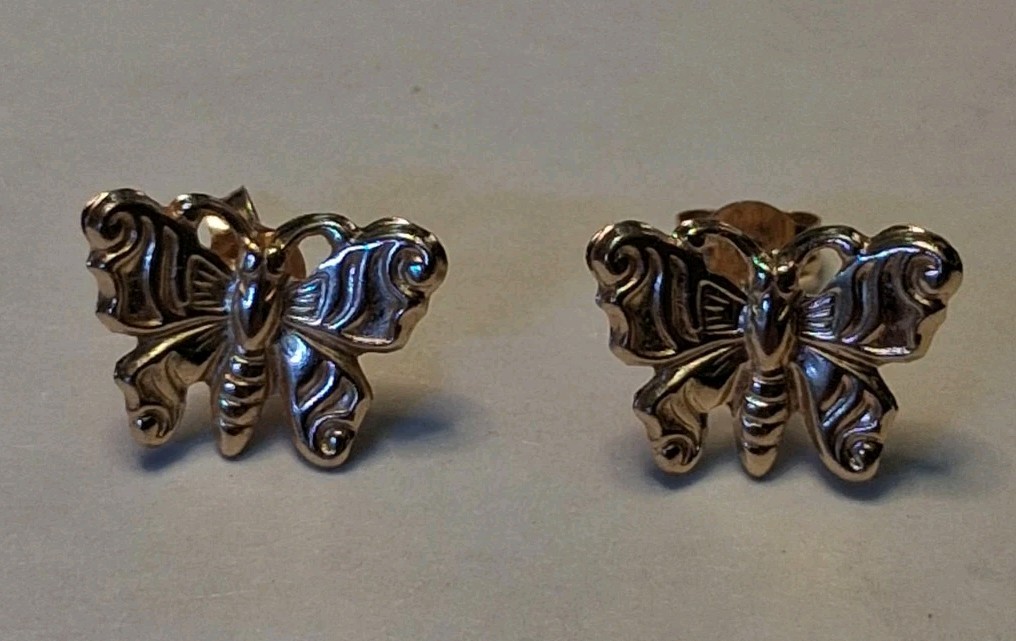 Vintage Solid 14k Butterfly 🦋 Earrings 585 Gold Tested 😍 Absolutely Gorgeous