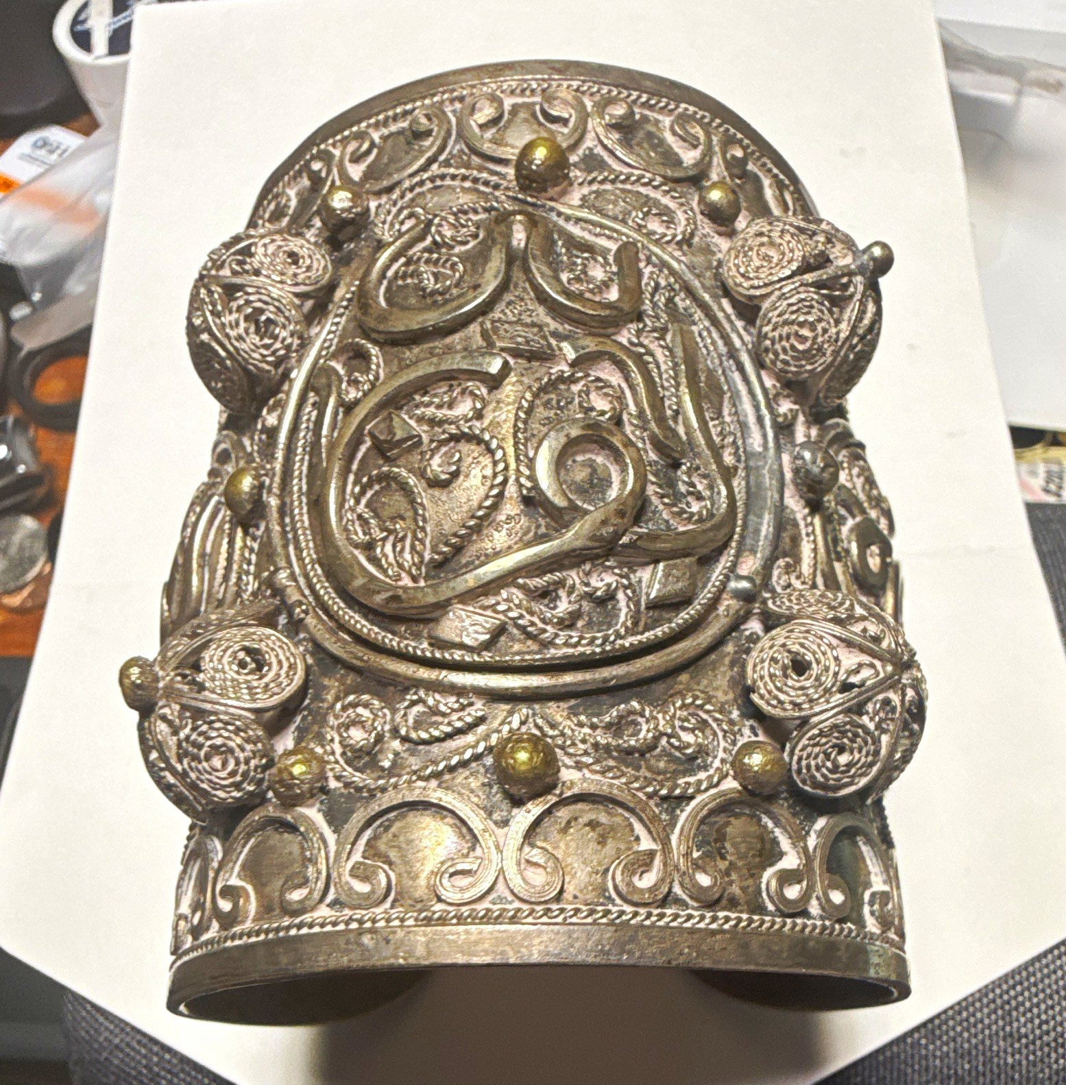Antique 8oo Silver Islamic Berber Tribal Cuff Arm Bracelet