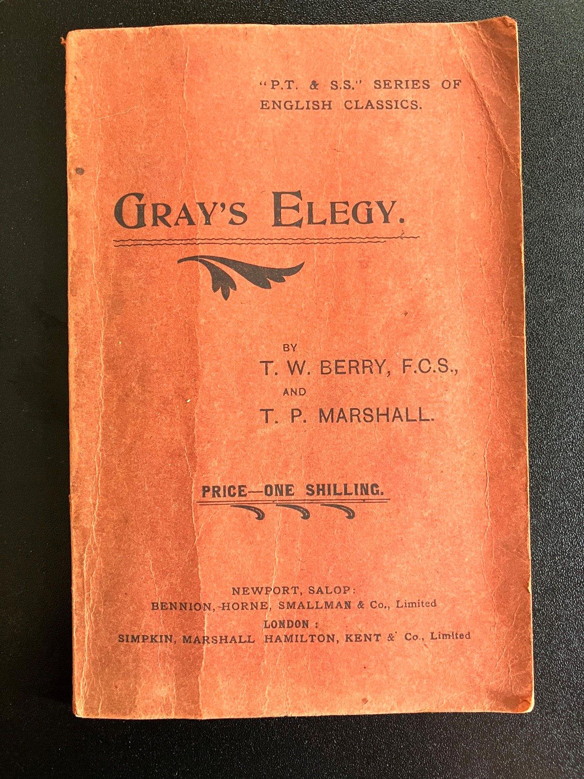 ANTIQUE Gray's Elegy Annotated Book PS/SS SERIES ENGISH CLASSICS Berry/Marshall