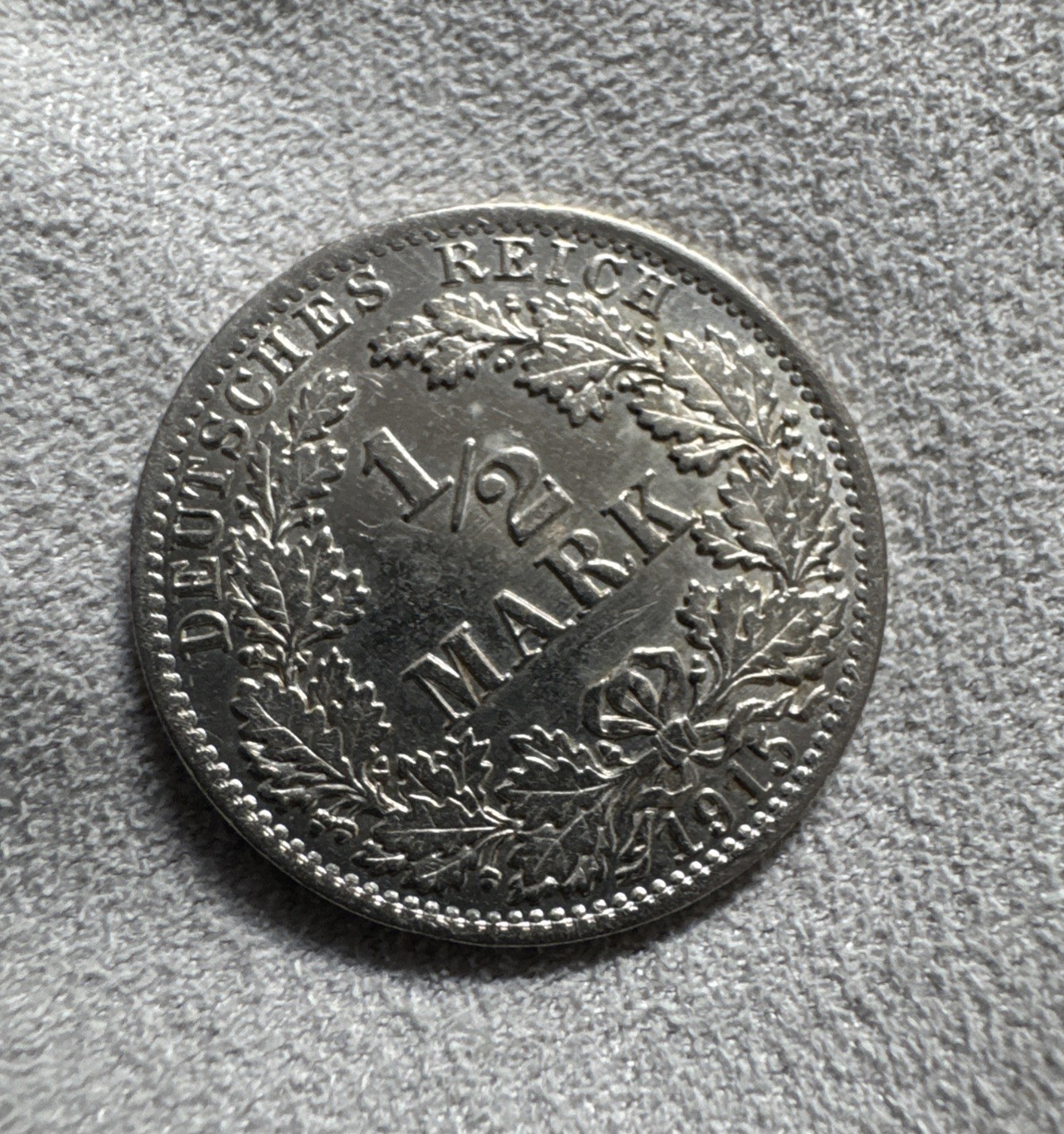 GERMANY 1915 A 1/2 Mark Silver Coin Kaiserreich KM-17 - AU/UNC BLAZING LUSTER GERMANY 1915 A 1/2 Mark Silver Coin Kaiserreich KM-17 - AU/UNC BLAZING LUSTER
