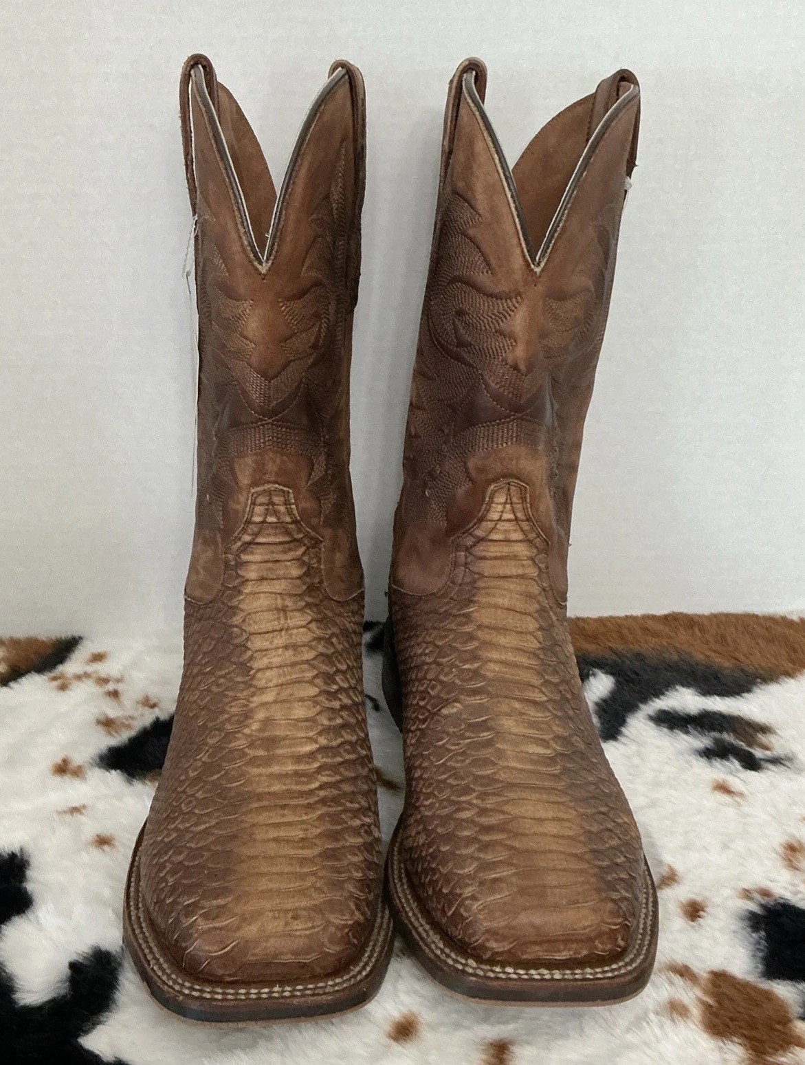Dan Post Mens KA Python Print Leather Western Boots Brown 10.5 EW Dan Post Mens KA Python Print Leather Western Boots Brown 10.5 EW