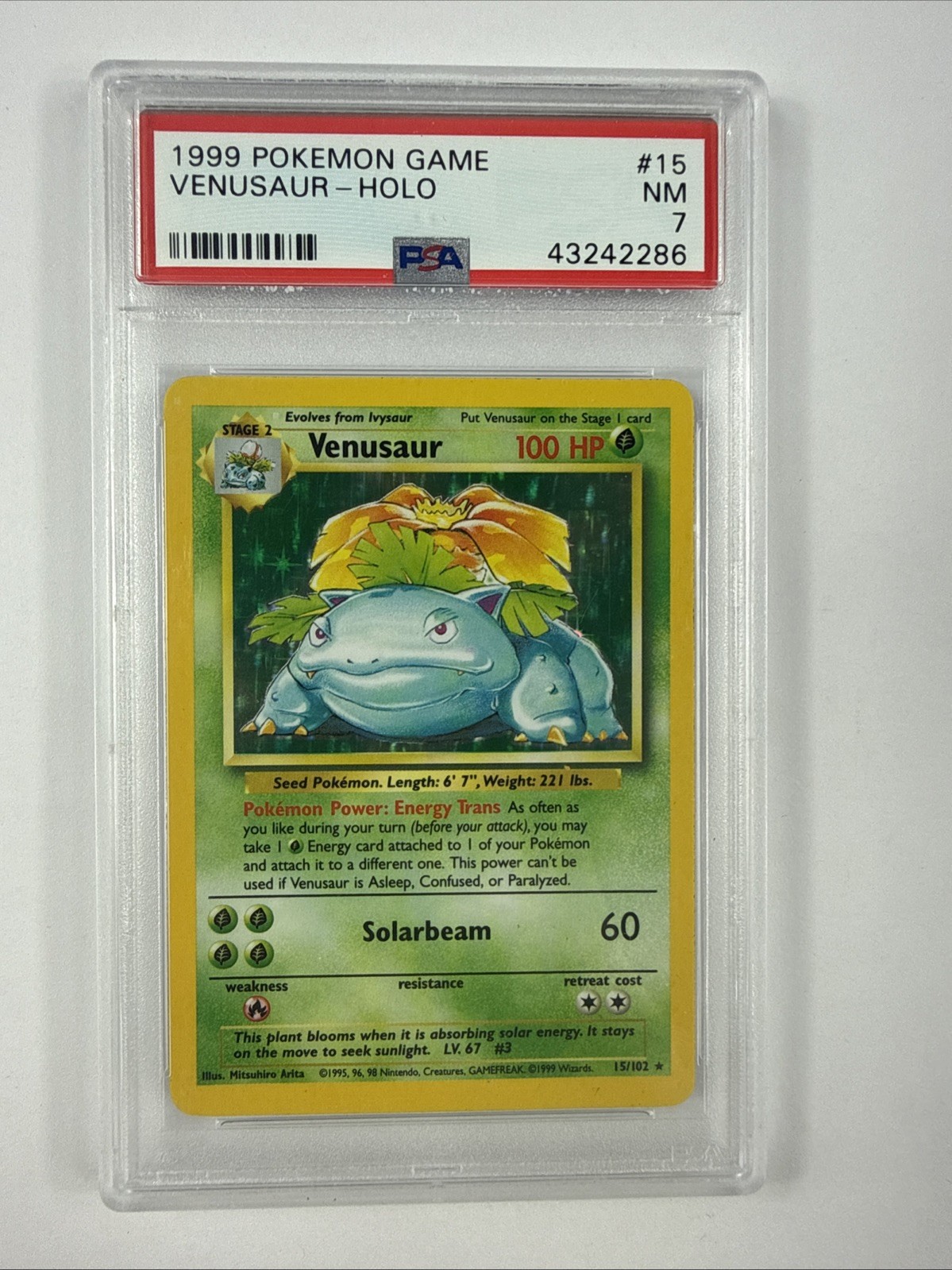1999 Pokemon Base Set Unlimited #15 Venusaur Holo - PSA 7 1999 Pokemon Base Set Unlimited #15 Venusaur Holo - PSA 7