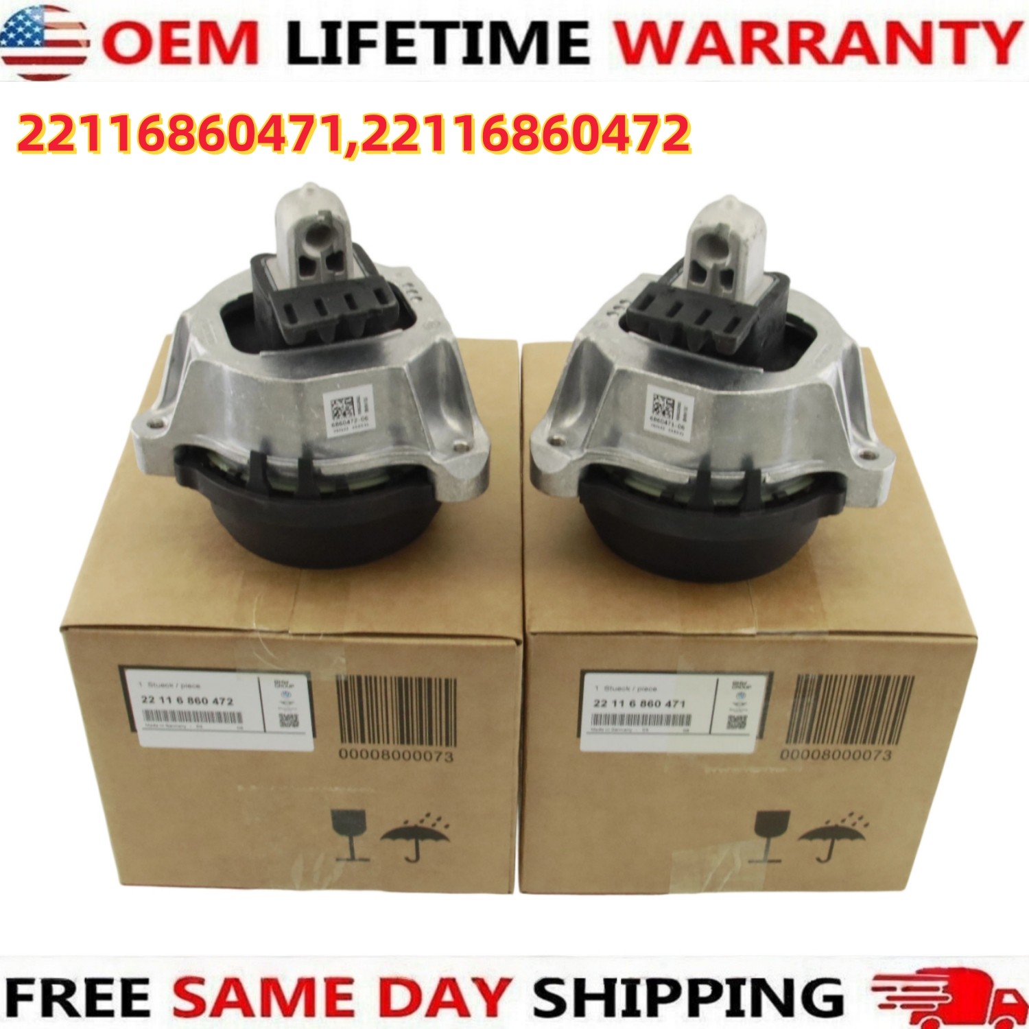 OEM BMW 530i 540i 740i xDrive 840i X3 X4 X5 X7 L+R Engine Mount 22116860471+472