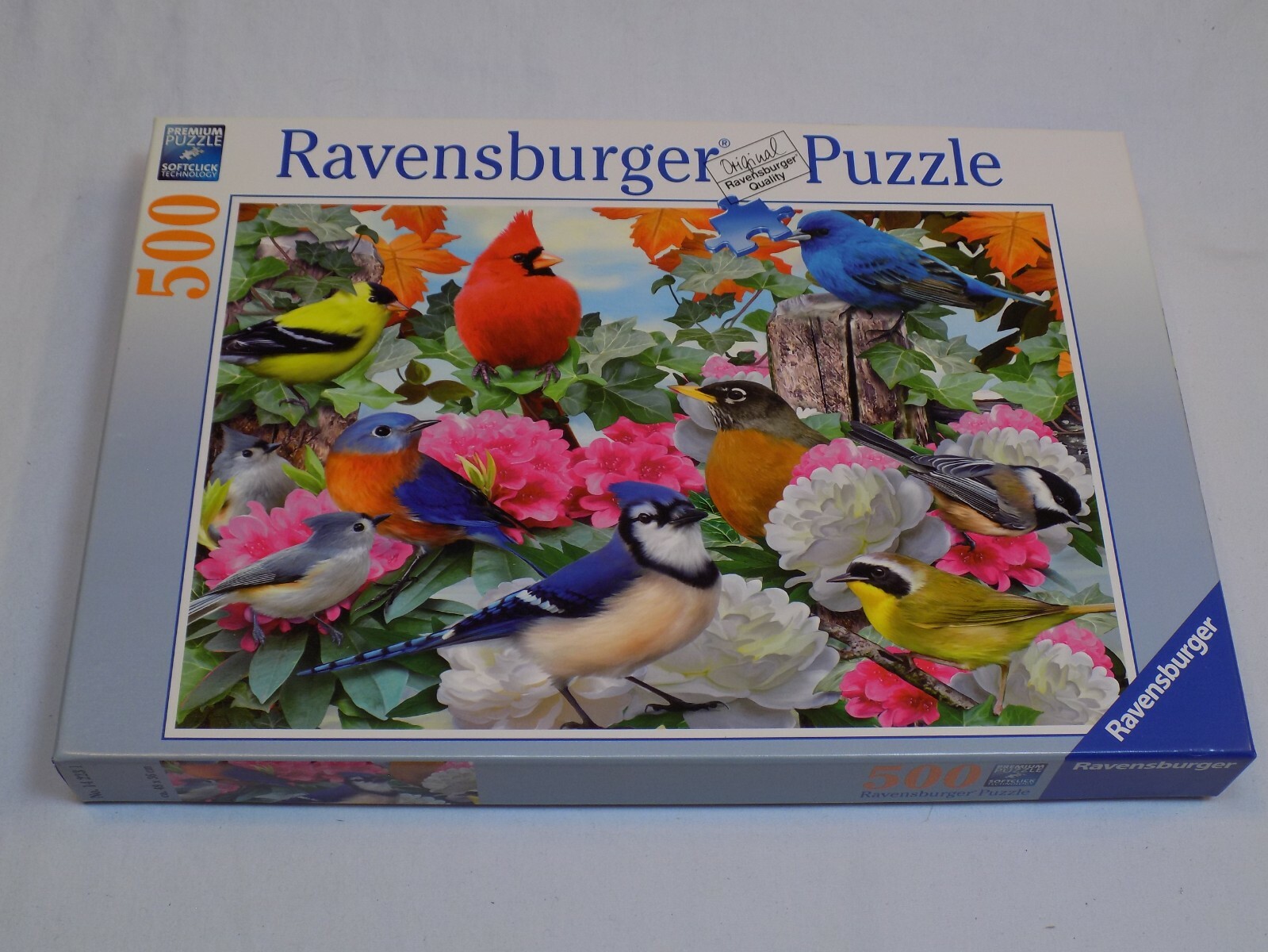 Ravensburger Garden Birds Cardinal Bluebird Puzzle 500 Pieces NOT Counted AS IS