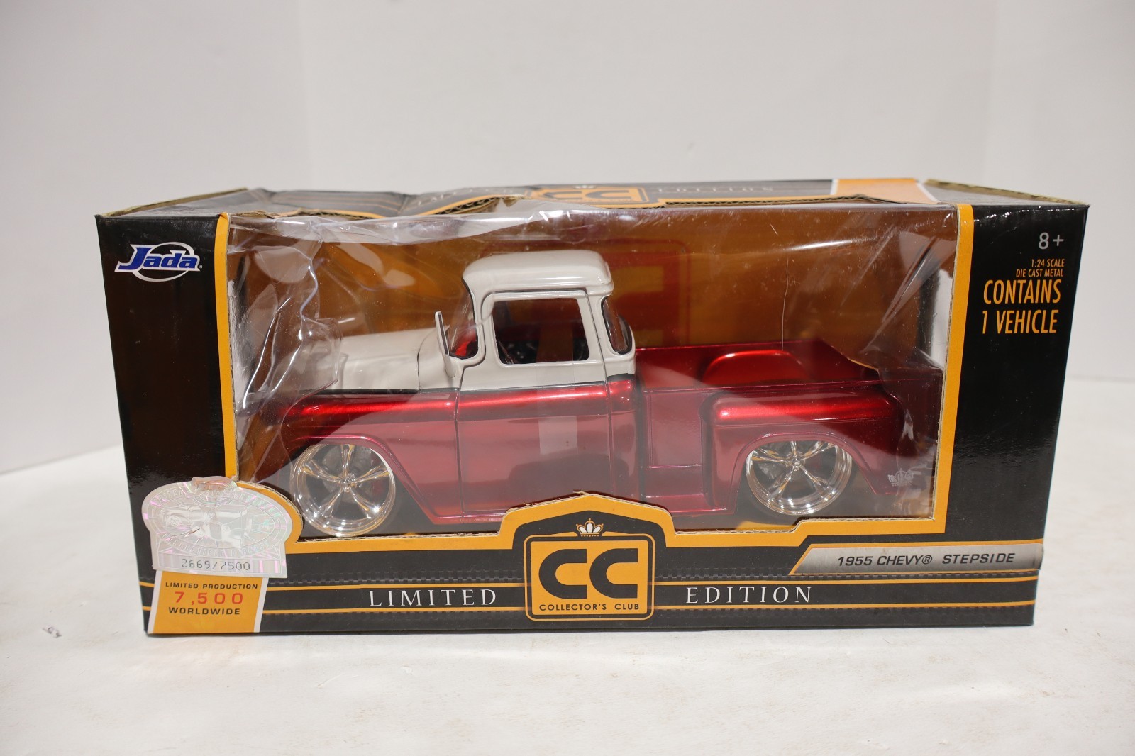 Jada Collector\'s Club 1955 Chevy Stepside 1/24 Red DAMAGED BOX