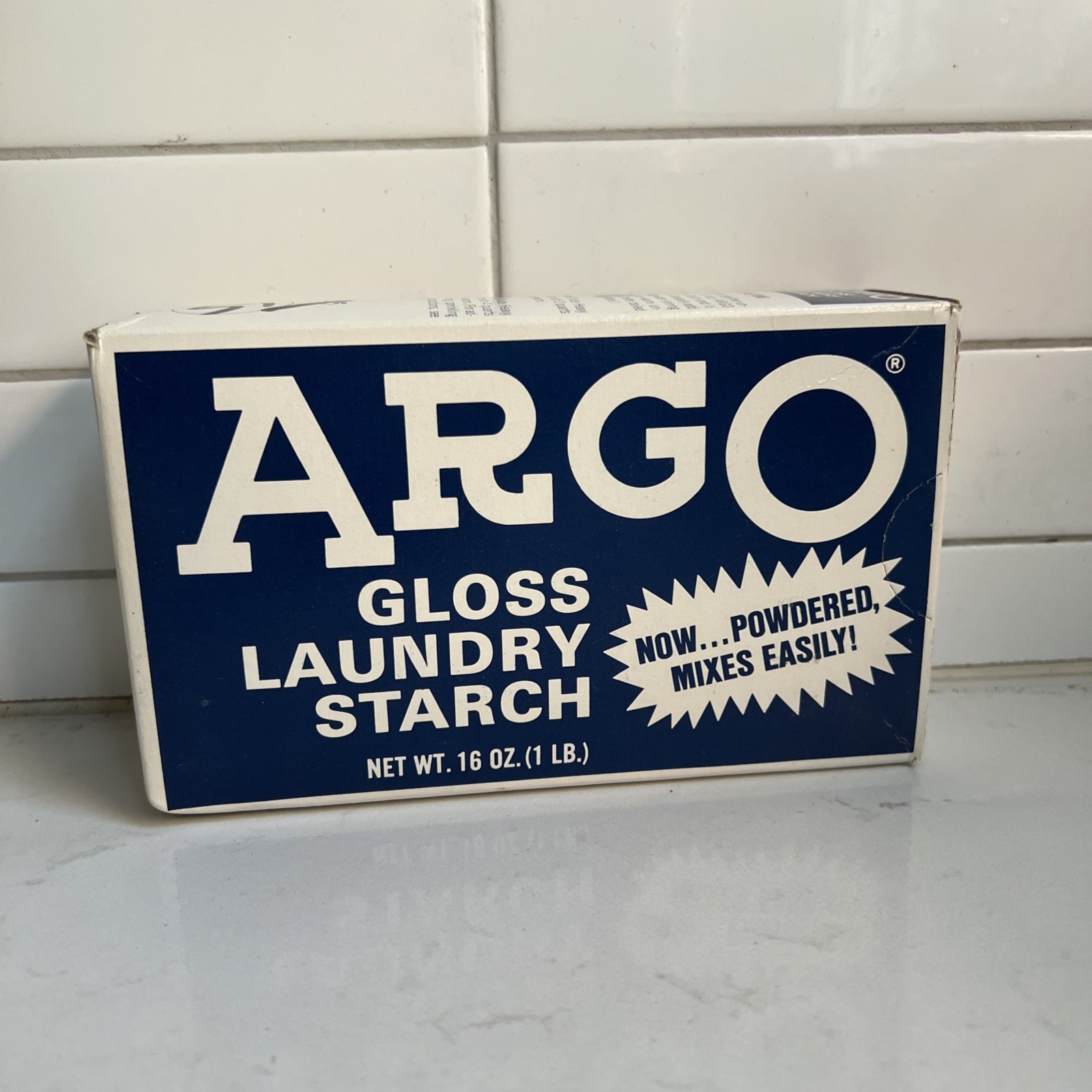 ARGO Gloss Laundry Starch 16 oz Blue Box Vintage Sealed NOS ARGO Gloss Laundry Starch 16 oz Blue Box Vintage Sealed NOS