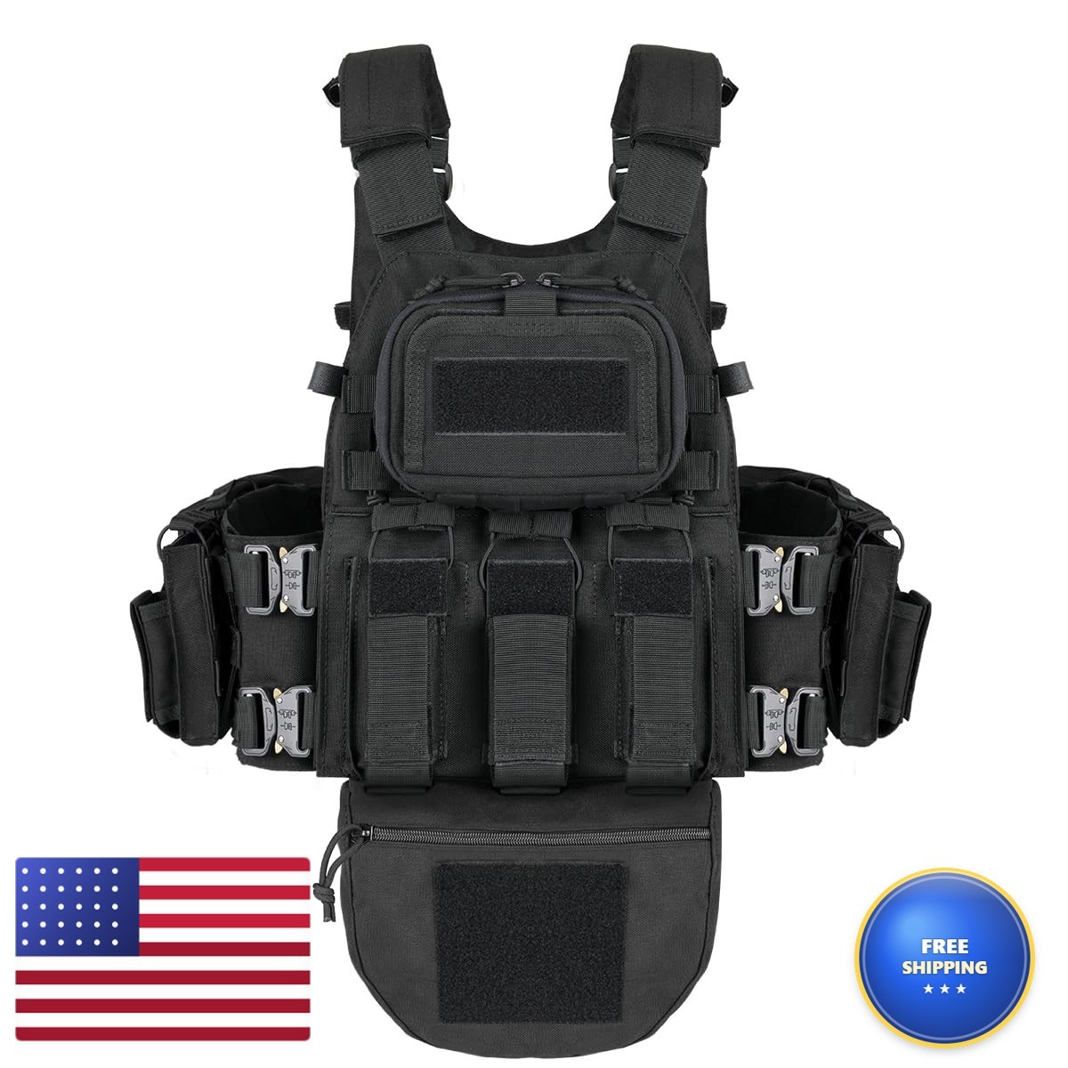 Bomturn Tactical Outdoor Vest Men Multifunctional Modular Molle Vest Metal