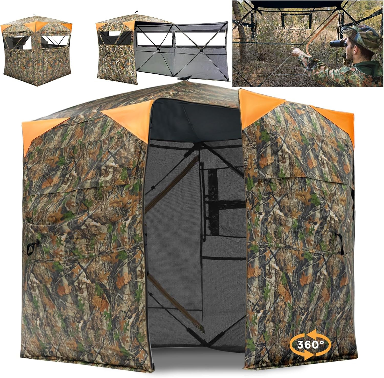 Hunting Blind -360° See through 2/3/4 Person Ground Blinds for Deer Hunting Hunting Blind -360° See through 2/3/4 Person Ground Blinds for Deer Hunting