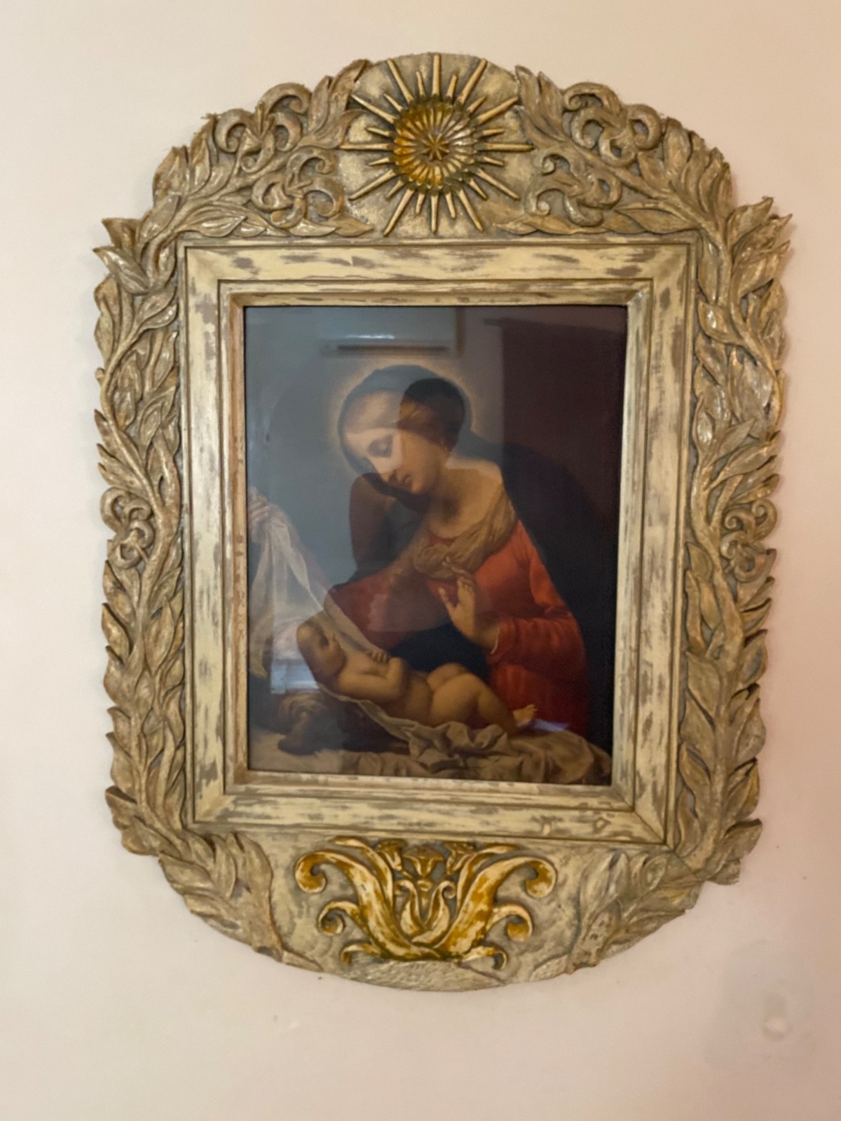 ANTIQUE  MADONNA DEL VEIL CARLO DOLCI - LARGE VERY RARE  + Christ At Bethany SET