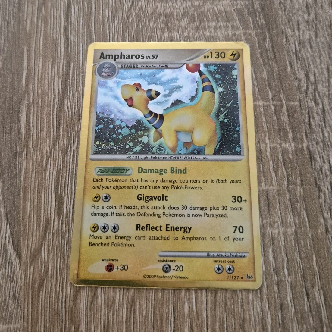 Nintendo Pokémon TCG Ampharos Platinum 1/127 Rare Stage 2 130 HP English 2009