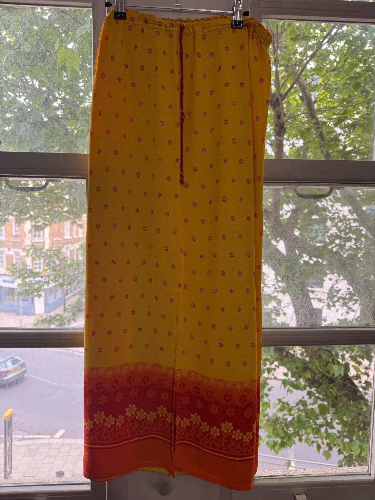 Elizabeth Shelton Maxi Skirt Womens 16 Yellow Floral 100% Viscose Boho