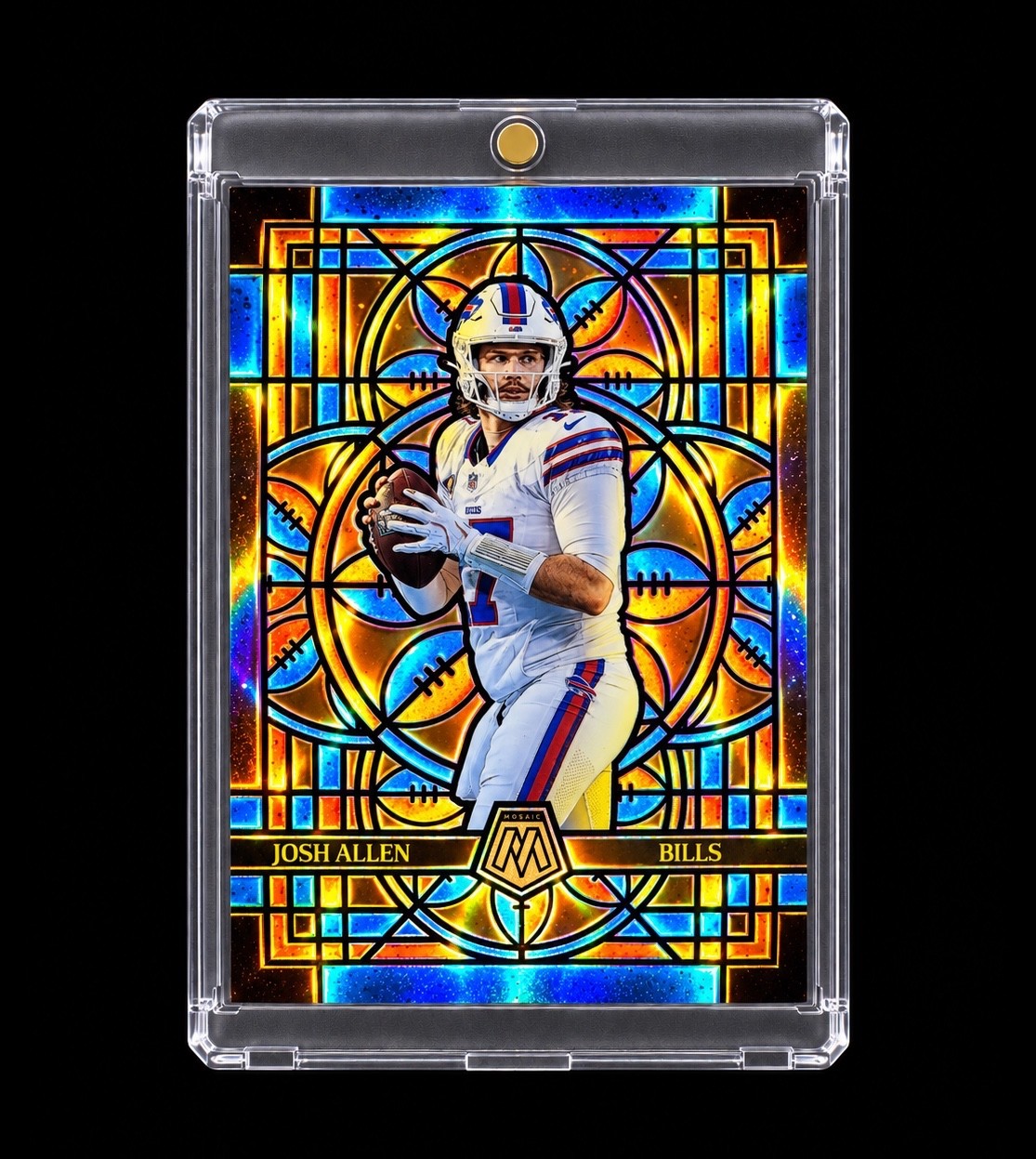 JOSH ALLEN STAINED GLASS ORANGE BLUE PRIZM REFRACTOR Jumbo 2025 Mosaic BILLS