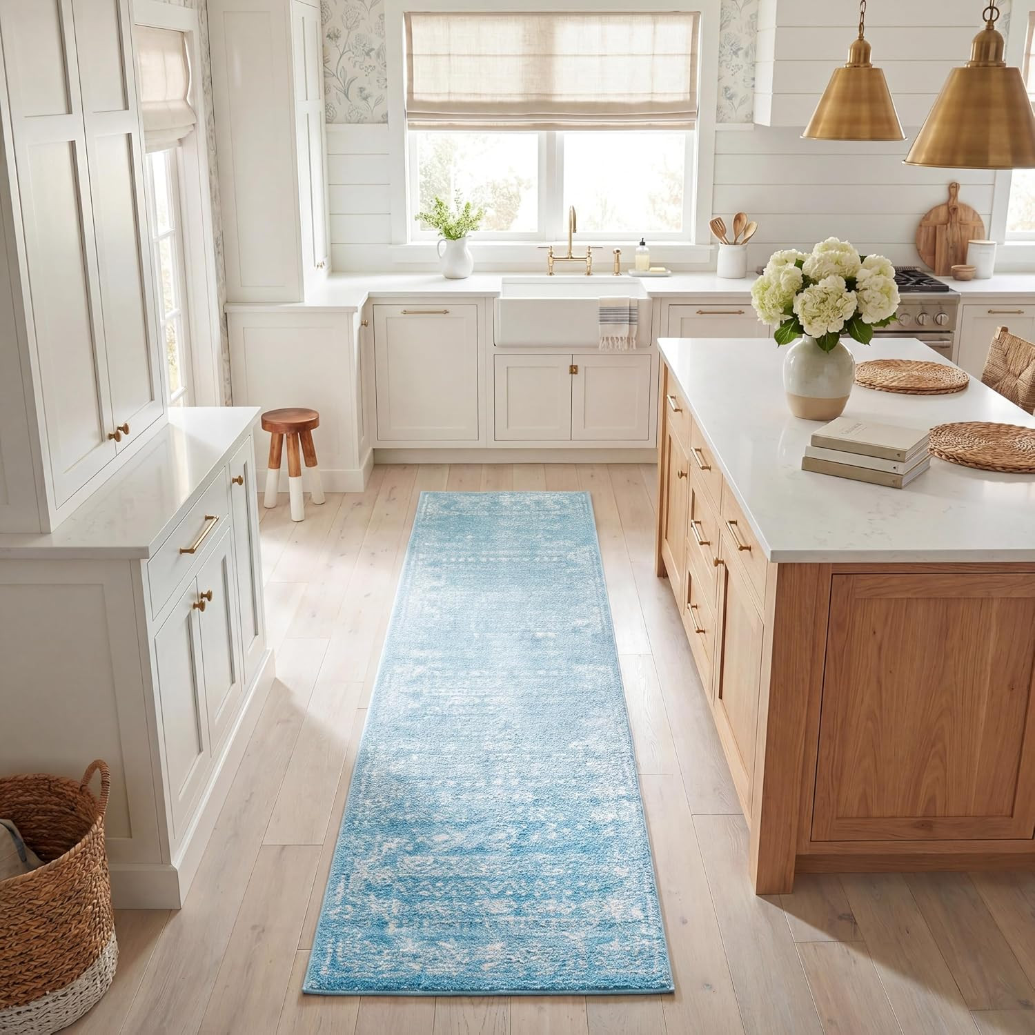 SAFAVIEH Tulum Collection Runner Rug - 2\' X 8\', Aqua & Ivory, Moroccan Boho Dist SAFAVIEH Tulum Collection Runner Rug - 2\' X 8\', Aqua & Ivory, Moroccan Boho Dist