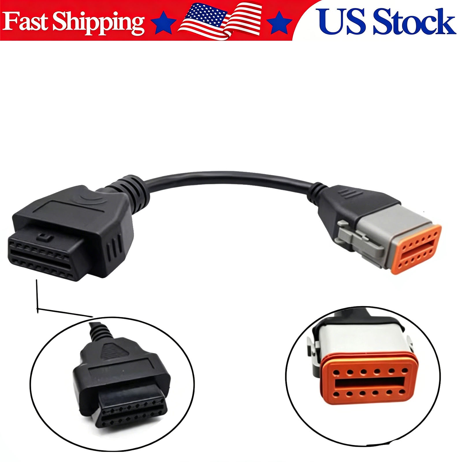 12Pin To OBD 16Pin Excavator Cable Diagnosis Adapter For Cummins Inline6 Komatsu 12Pin To OBD 16Pin Excavator Cable Diagnosis Adapter For Cummins Inline6 Komatsu