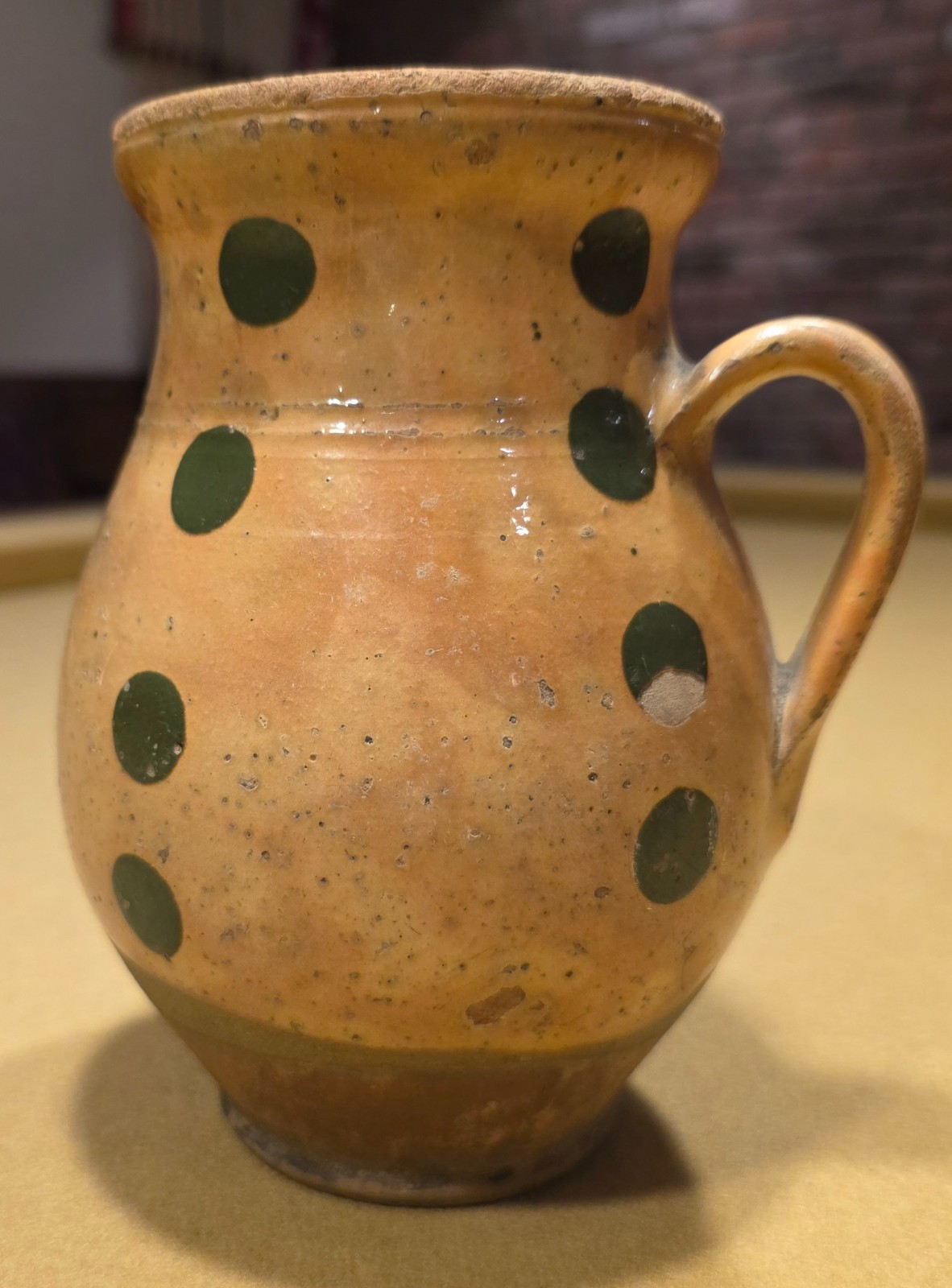 Antique Hand-Painted Hungarian Earthenware Handled Pitcher - Good Condition - 7\ Antique Hand-Painted Hungarian Earthenware Handled Pitcher - Good Condition - 7\