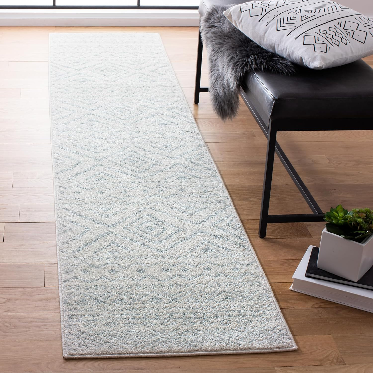 SAFAVIEH Tulum Collection Runner Rug - 2' X 15', Ivory & Light Grey, Moroccan Bo SAFAVIEH Tulum Collection Runner Rug - 2' X 15', Ivory & Light Grey, Moroccan Bo