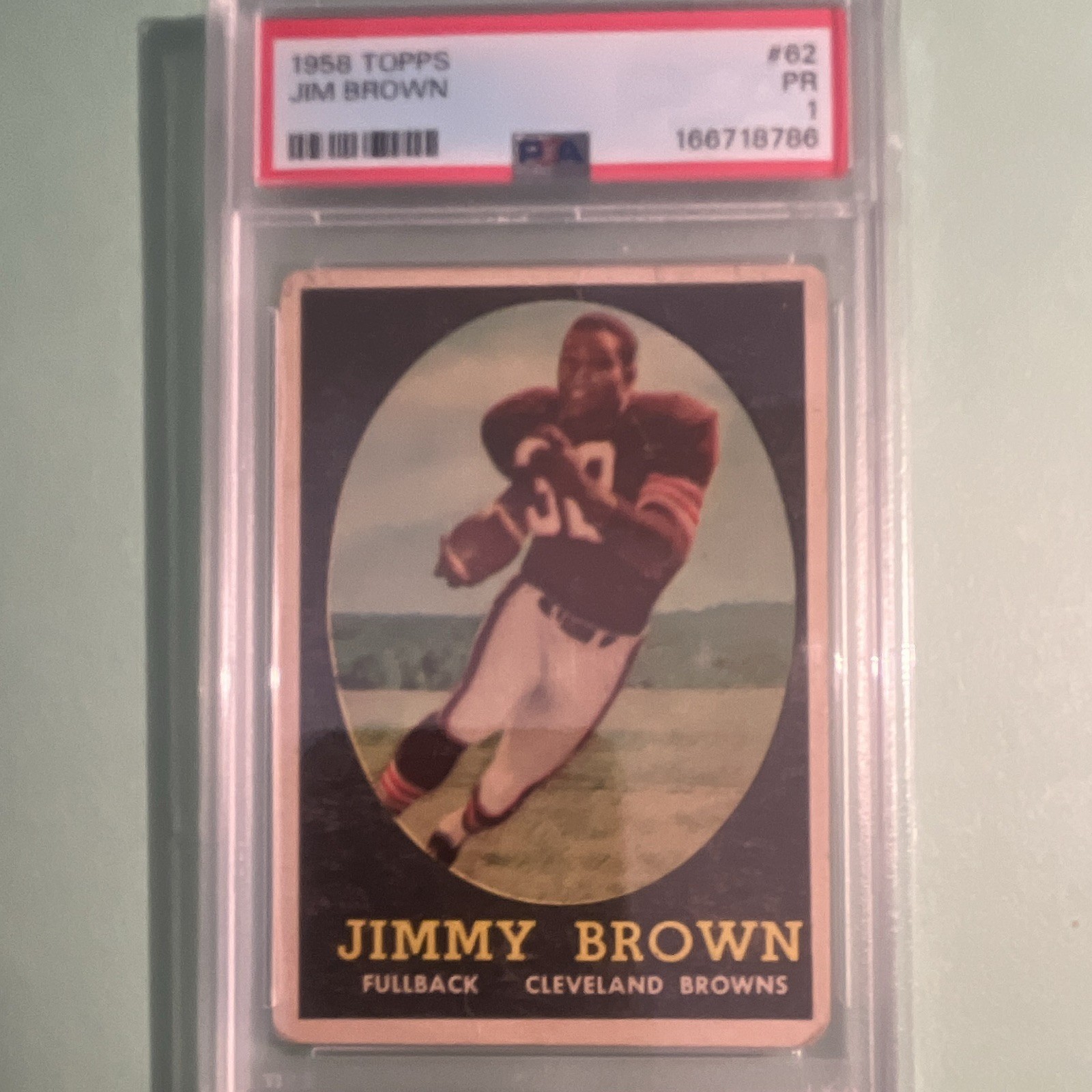 Topps 1958 Topps Jim Brown #62 Rookie Card Graded Cleveland Browns Football Topps 1958 Topps Jim Brown #62 Rookie Card Graded Cleveland Browns Football