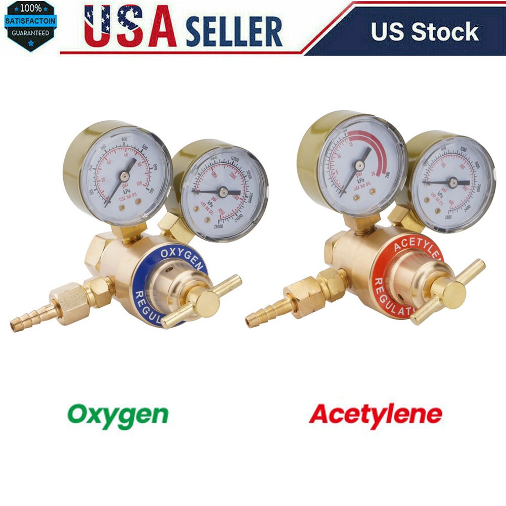 Brass Oxygen & Acetylene Regulators Set for Welding Fit Victor Gas Torch Cutting Brass Oxygen & Acetylene Regulators Set for Welding Fit Victor Gas Torch Cutting