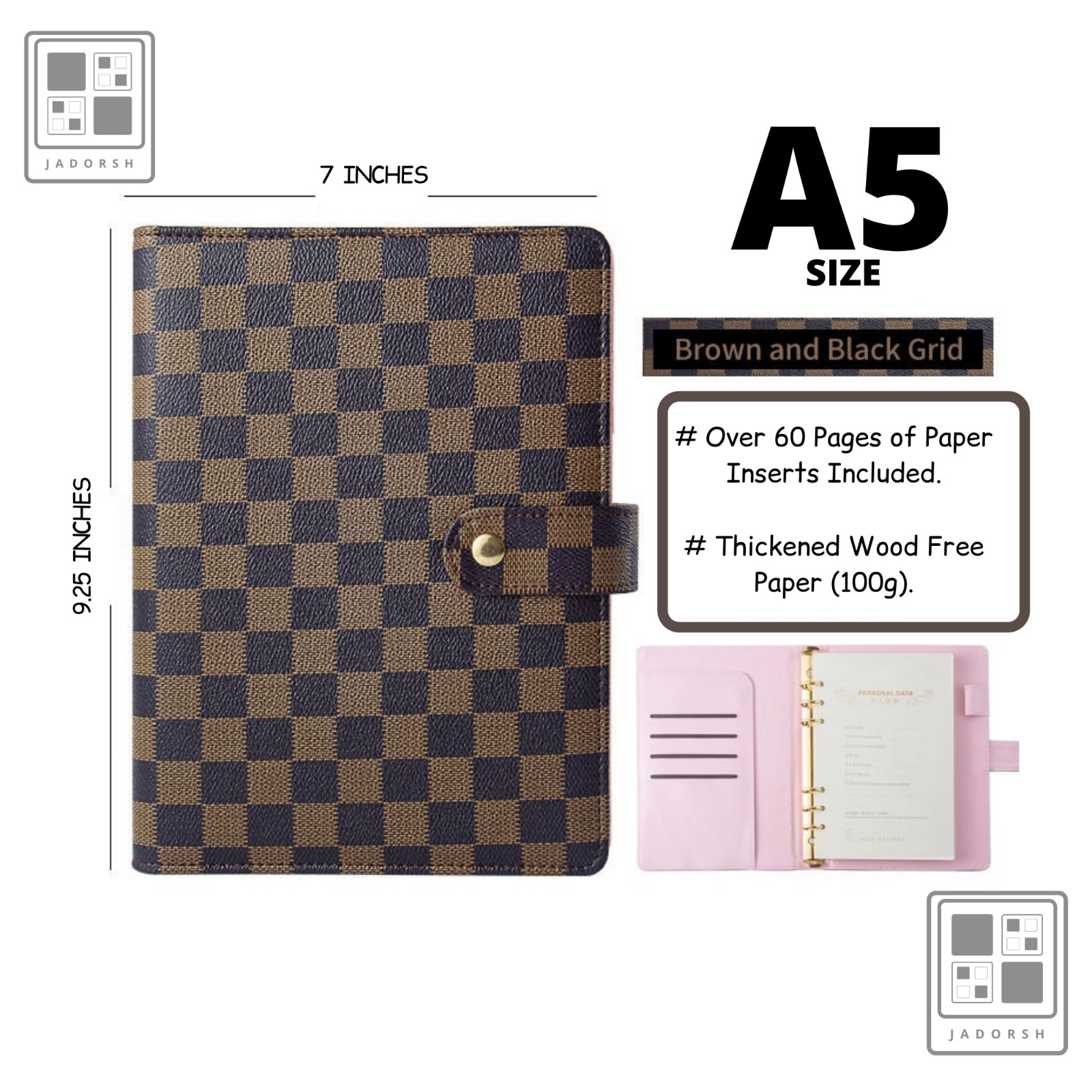 💘 Luxury Checkered/Quilted A5 A6 Agenda Binder Planner Journal Notepad Gift 