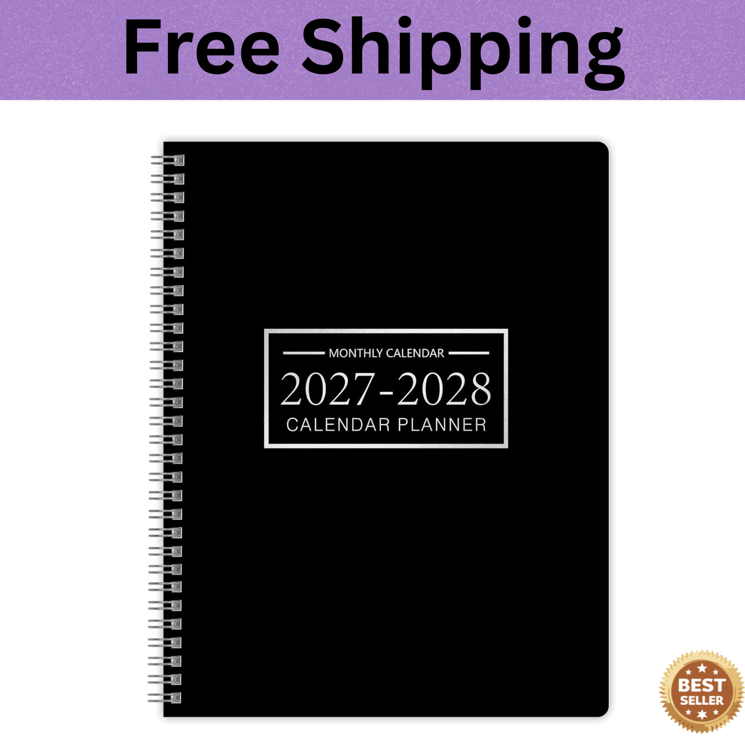 2027-2028 Monthly Planner, Jan 2027-Dec 2028, A4 2027 - Dec Black