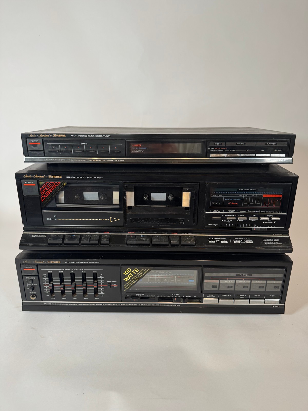 Fisher CA-857 Amp - CR-W857 Cassette Deck - FM-857 Tuner Lot Untested AS-IS